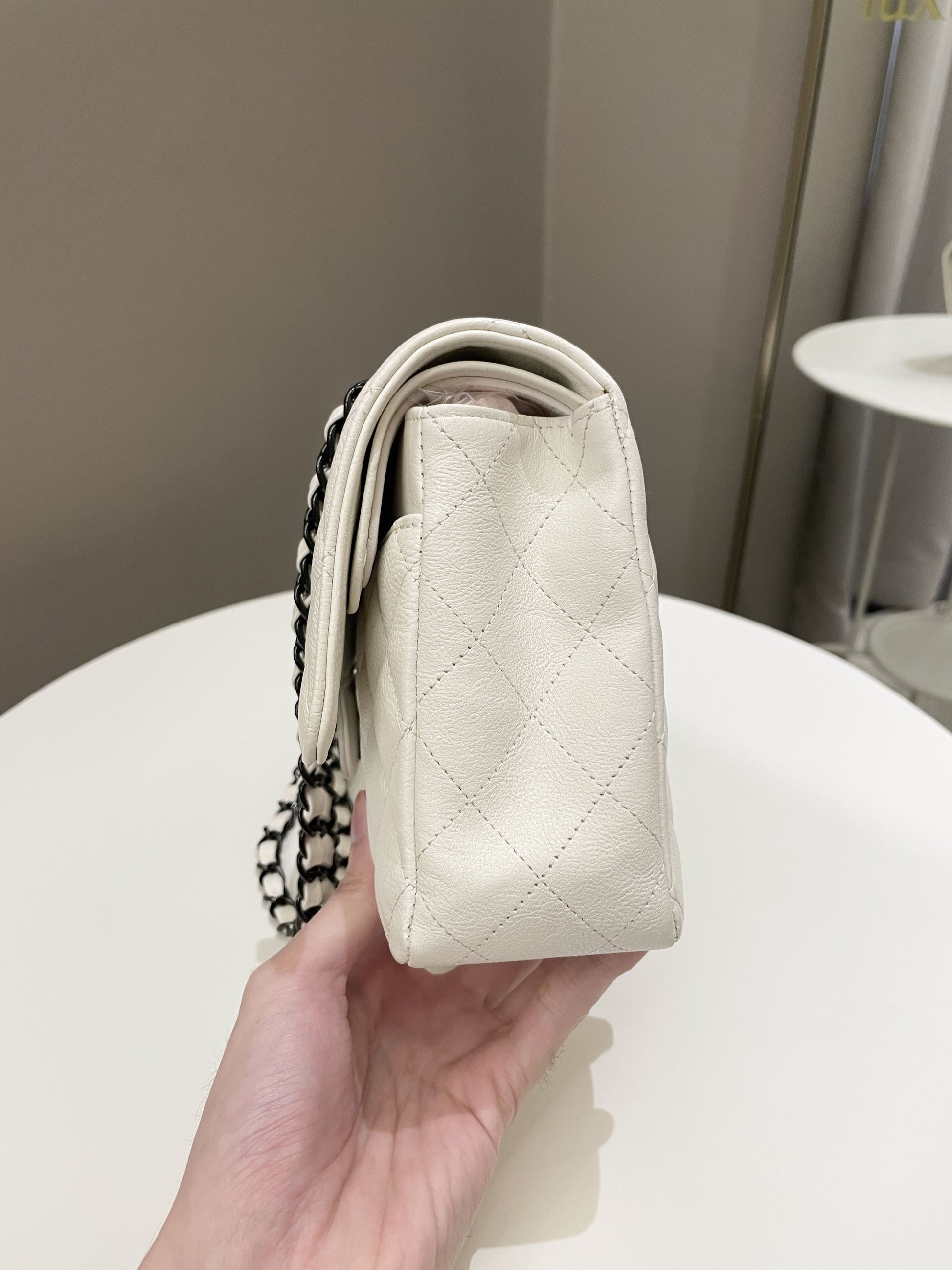 Chanel Classic Quilted Medium Double Flap Ivory Calf - Bags - 6