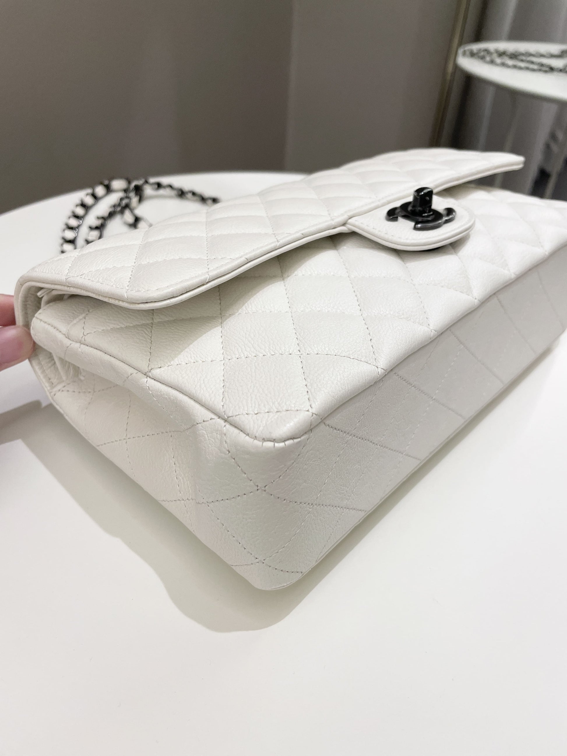 Chanel Classic Quilted Medium Double Flap Ivory Calf - Bags - 8