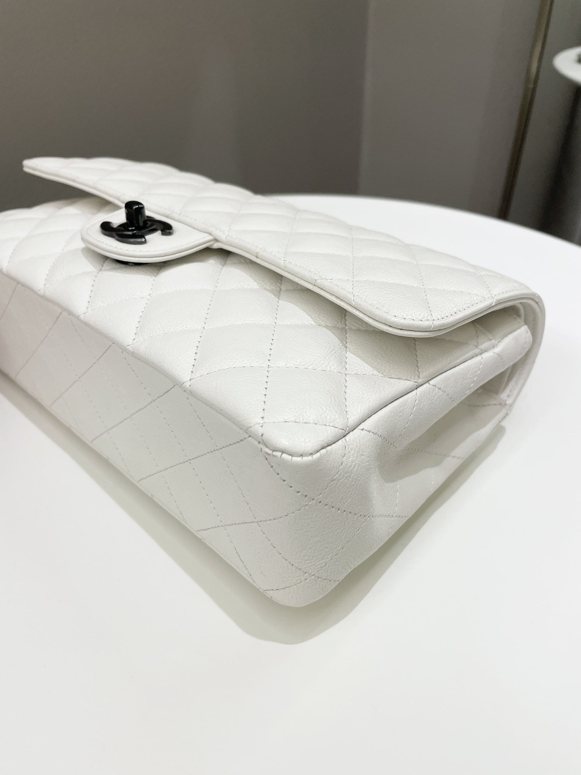 Chanel Classic Quilted Medium Double Flap Ivory Calf - Bags - 9