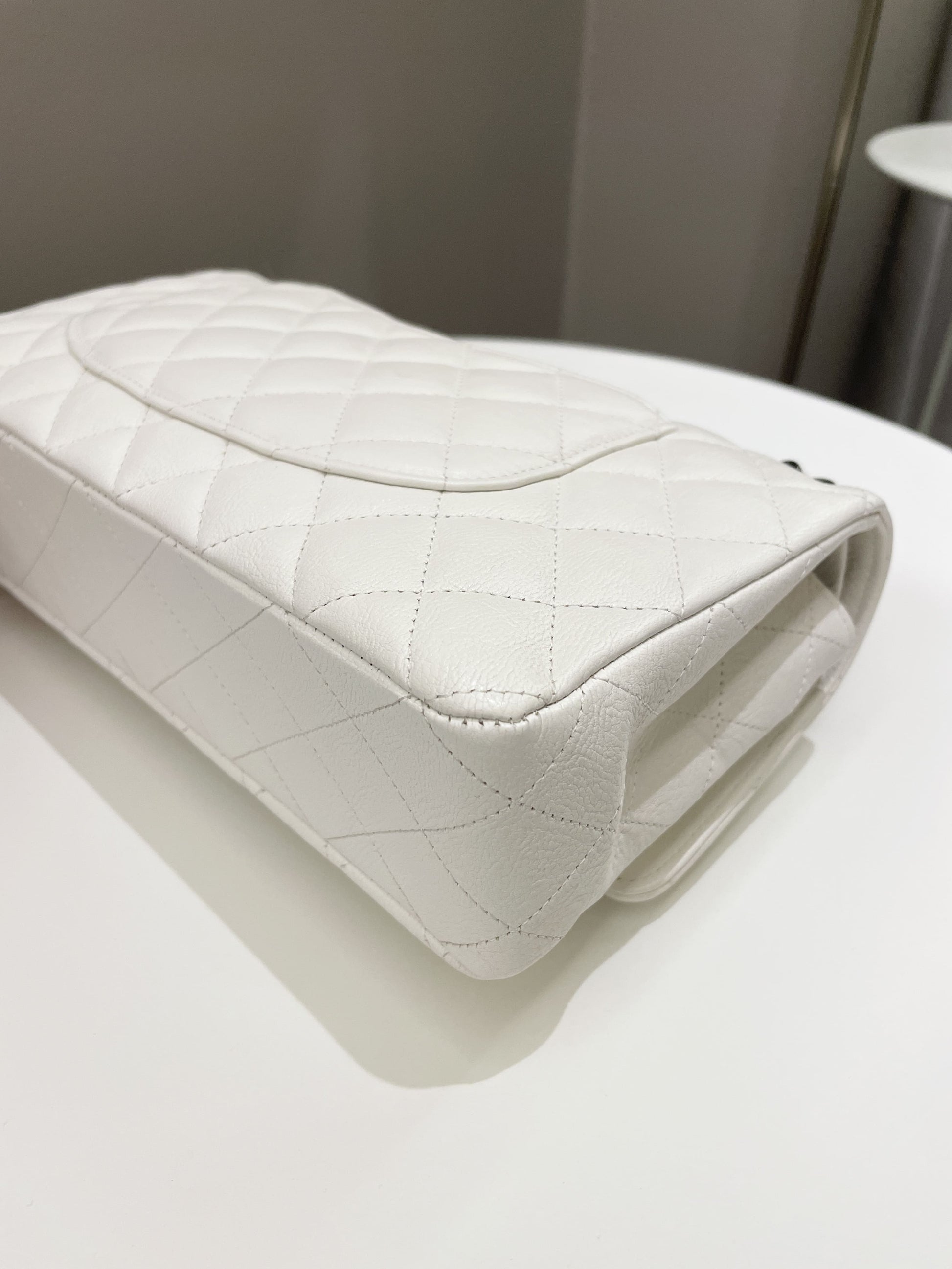 Chanel Classic Quilted Medium Double Flap Ivory Calf - Bags - 11