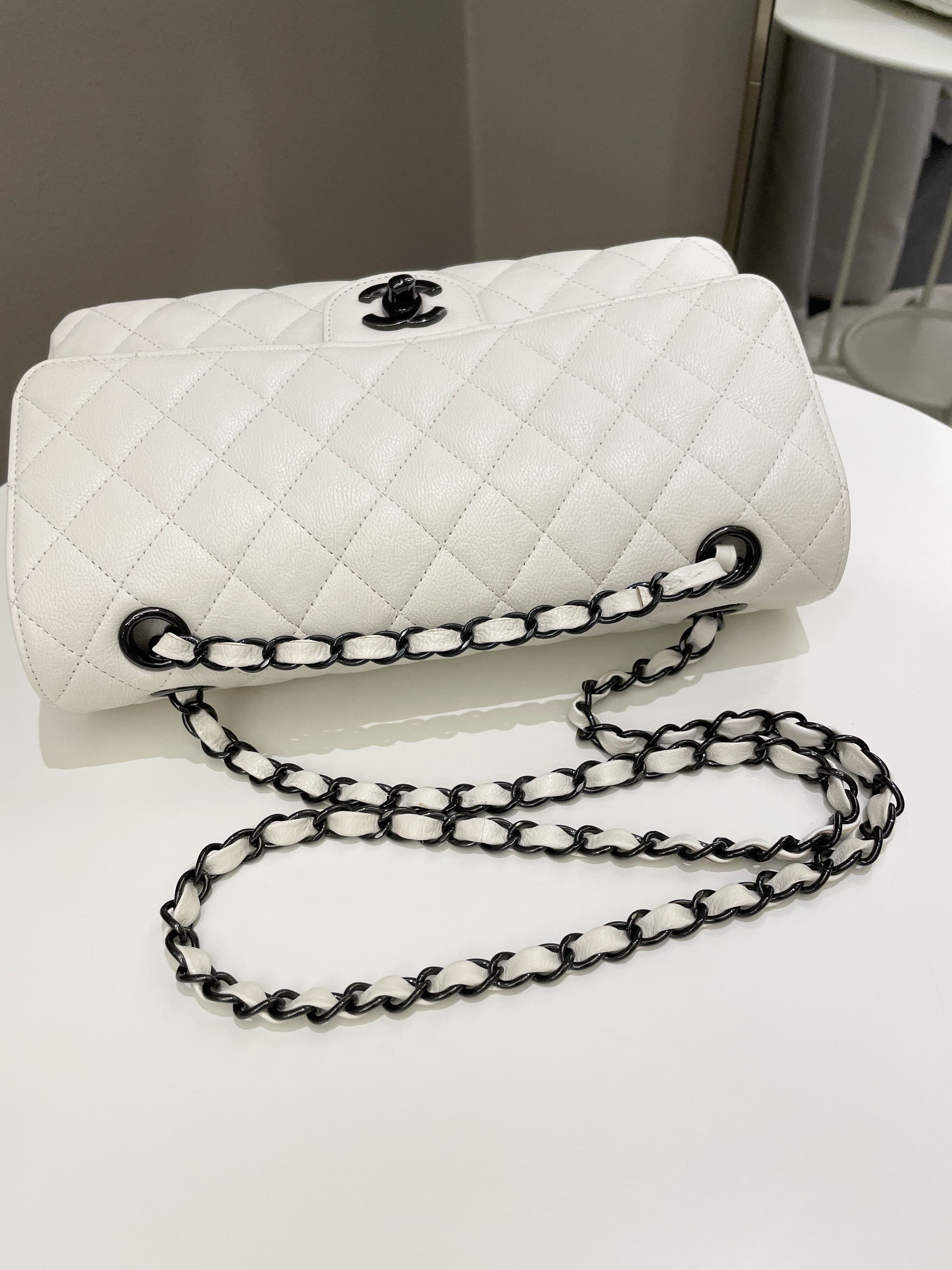 Chanel Classic Quilted Medium Double Flap Ivory Calf - Bags - 19