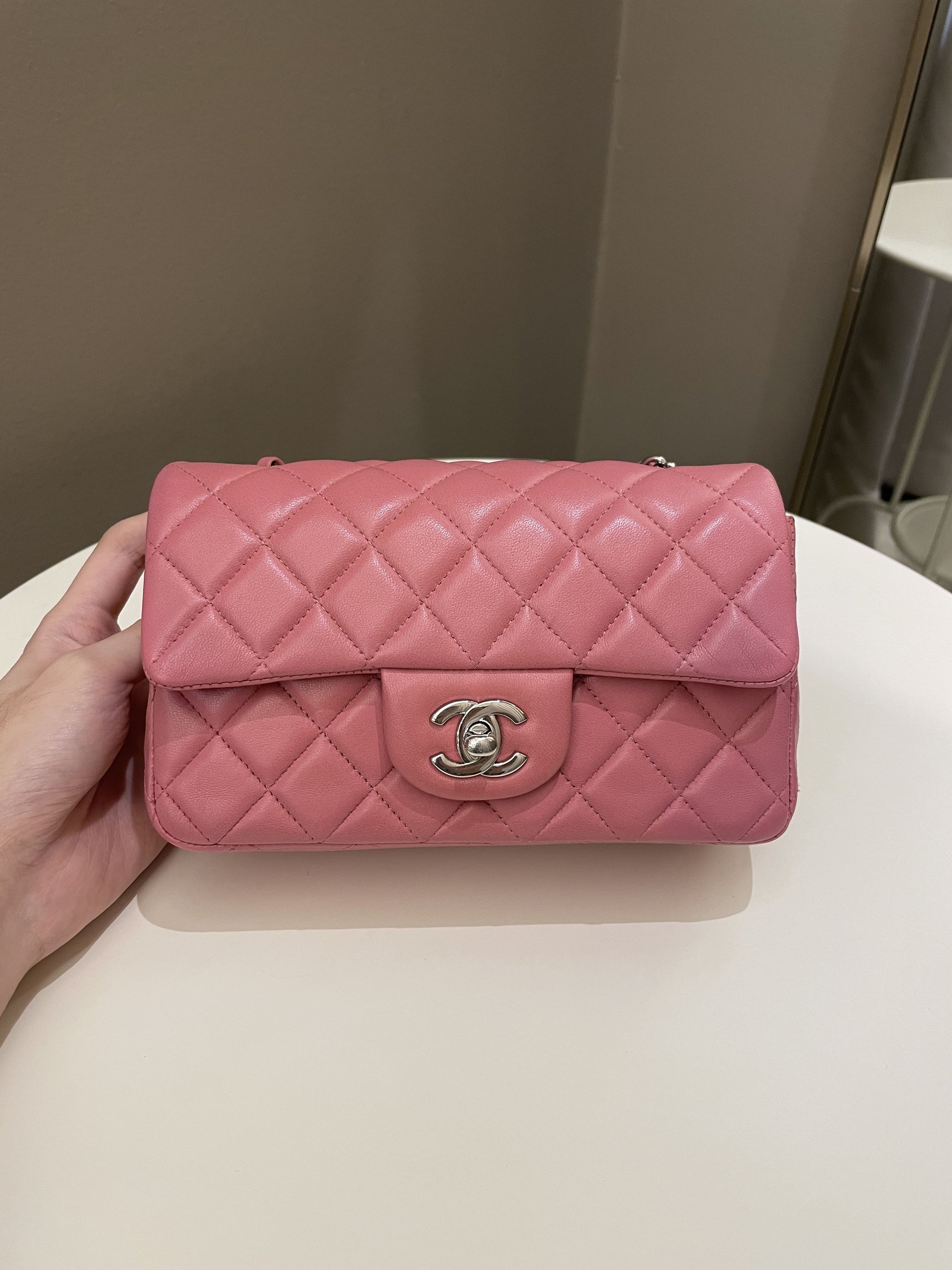 Chanel Classic Quilted Mini Rectangular Mauve Pink Lambskin - Bags - 2