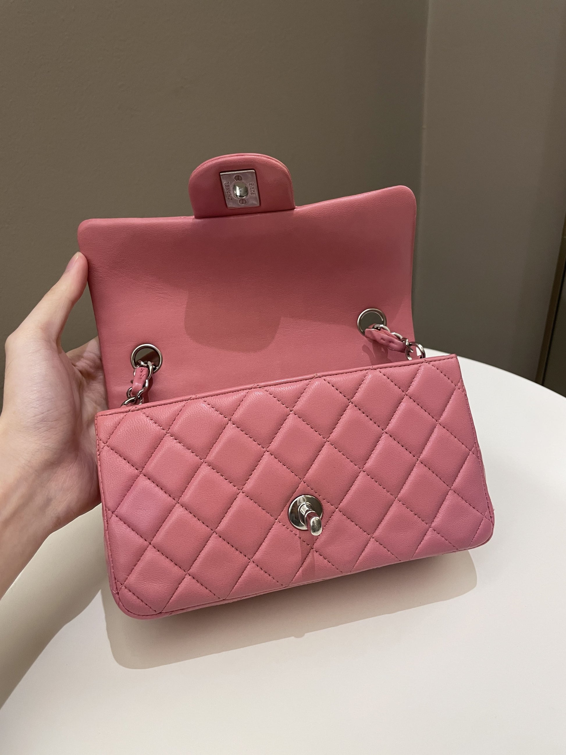 Chanel Classic Quilted Mini Rectangular Mauve Pink Lambskin - Bags - 12