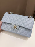 Chanel 22P Classic Quilted Small Double Flap Light Blue Caviar - Bags - 2