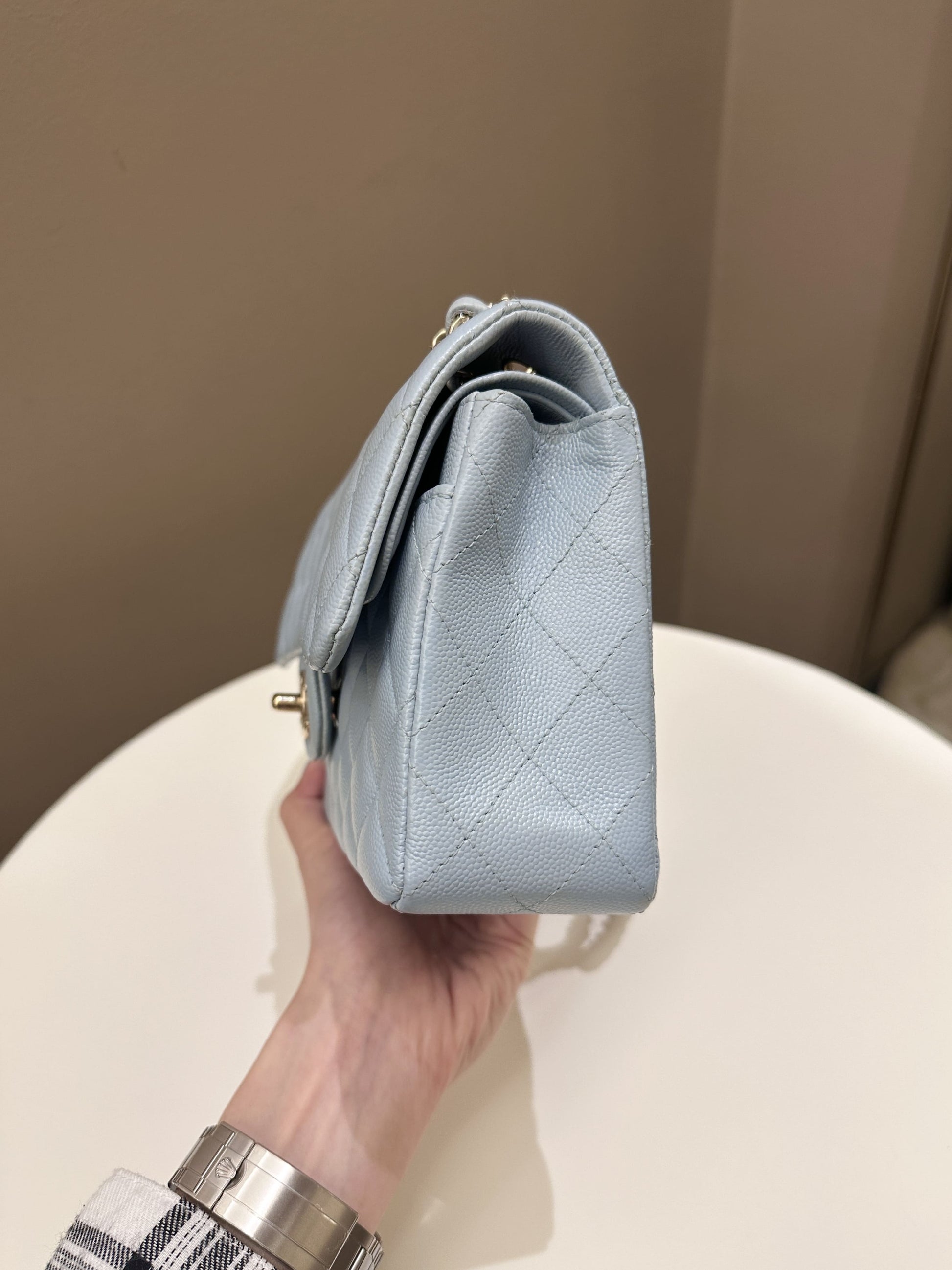 Chanel 22P Classic Quilted Small Double Flap Light Blue Caviar - Bags - 6