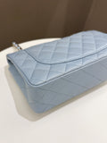 Chanel 22P Classic Quilted Small Double Flap Light Blue Caviar - Bags - 11