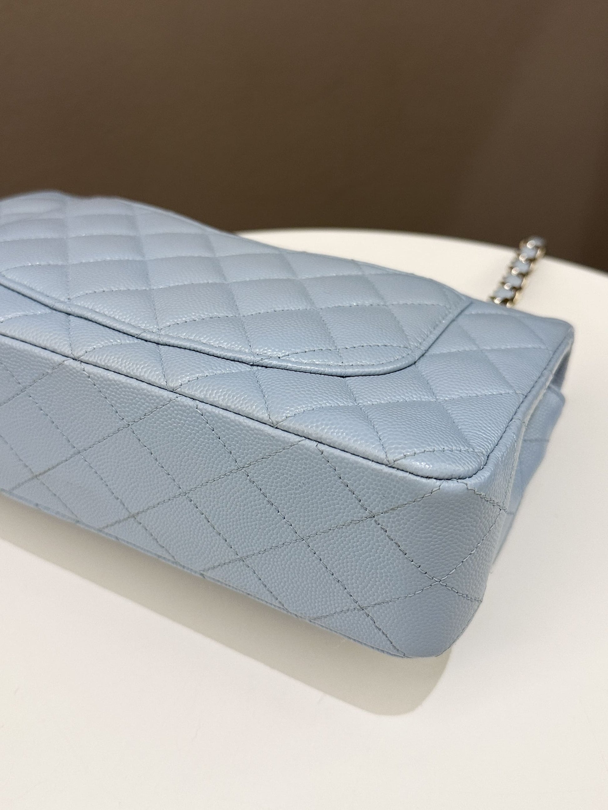 Chanel 22P Classic Quilted Small Double Flap Light Blue Caviar - Bags - 10