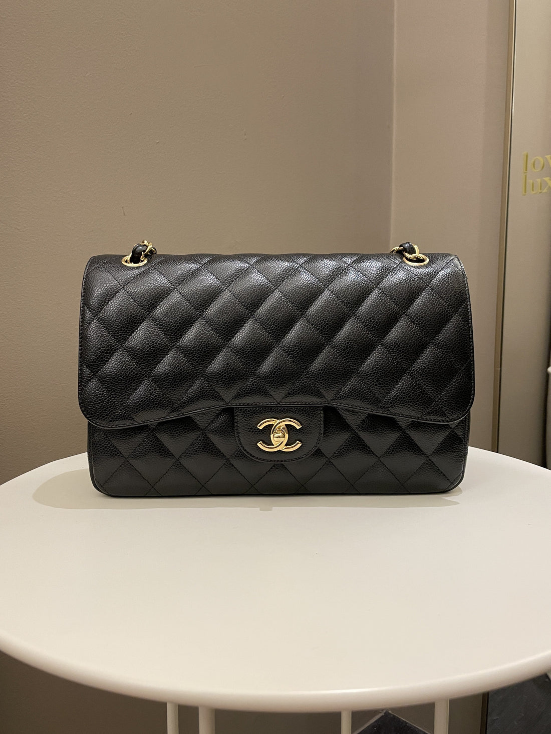 Chanel Classic Quilted Jumbo Double Flap Black Caviar - Bags