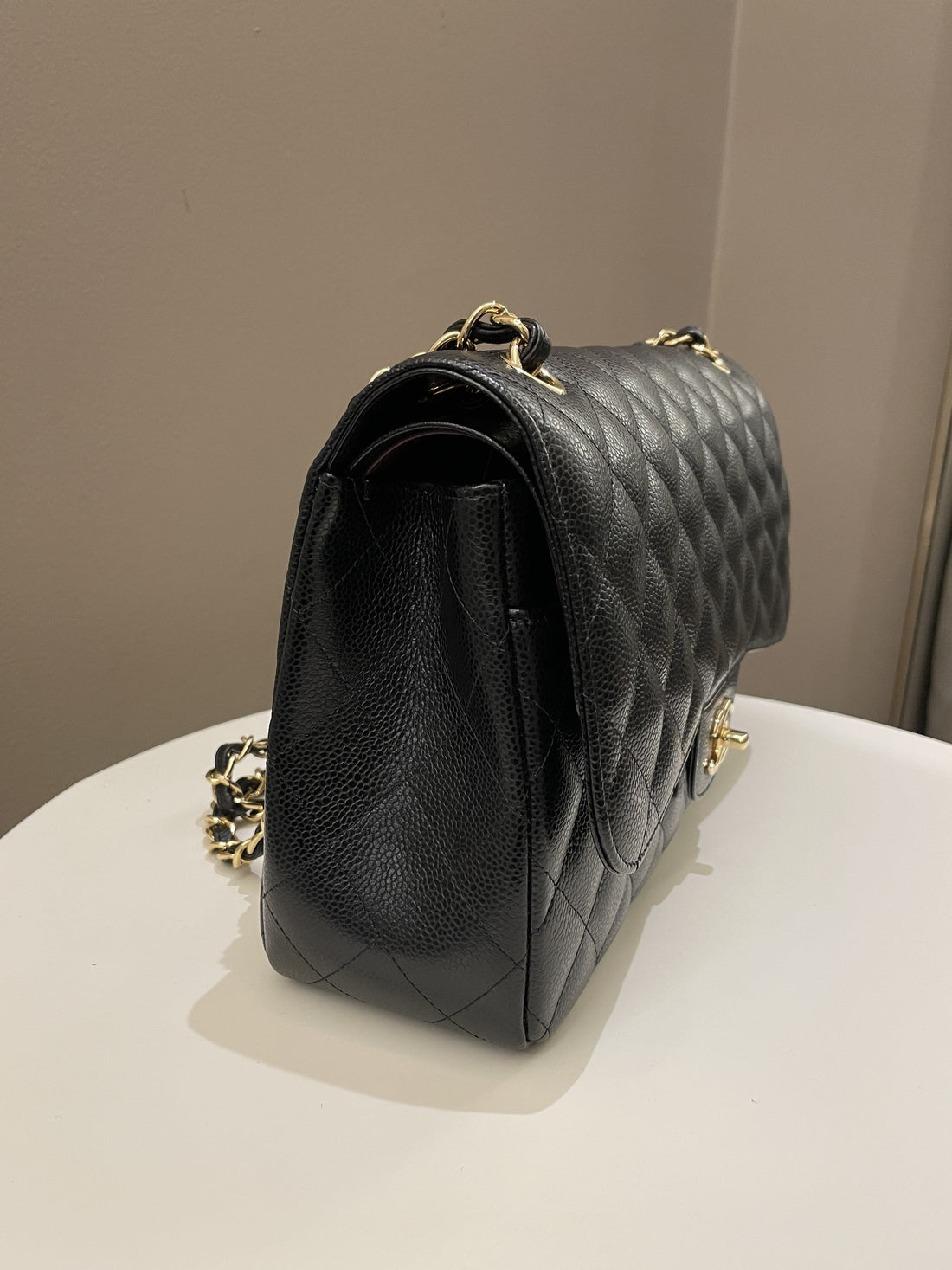 Chanel Classic Quilted Jumbo Double Flap Black Caviar - Bags