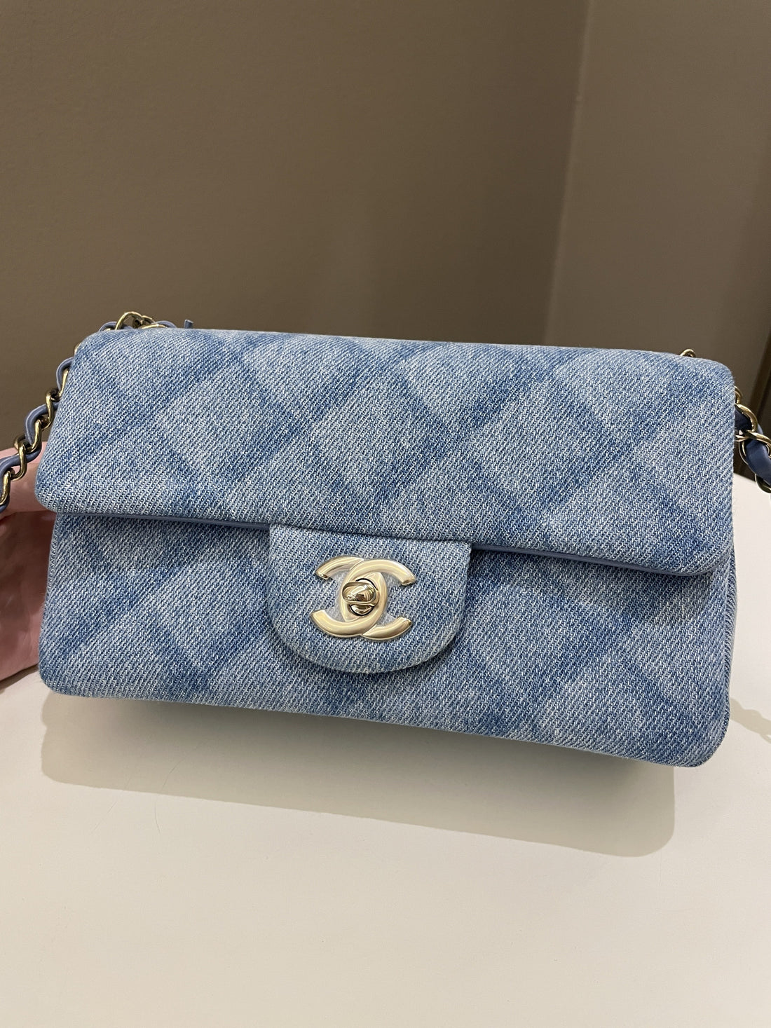 Chanel Classic Quilted Mini Rectangular Blue Denim - Bags