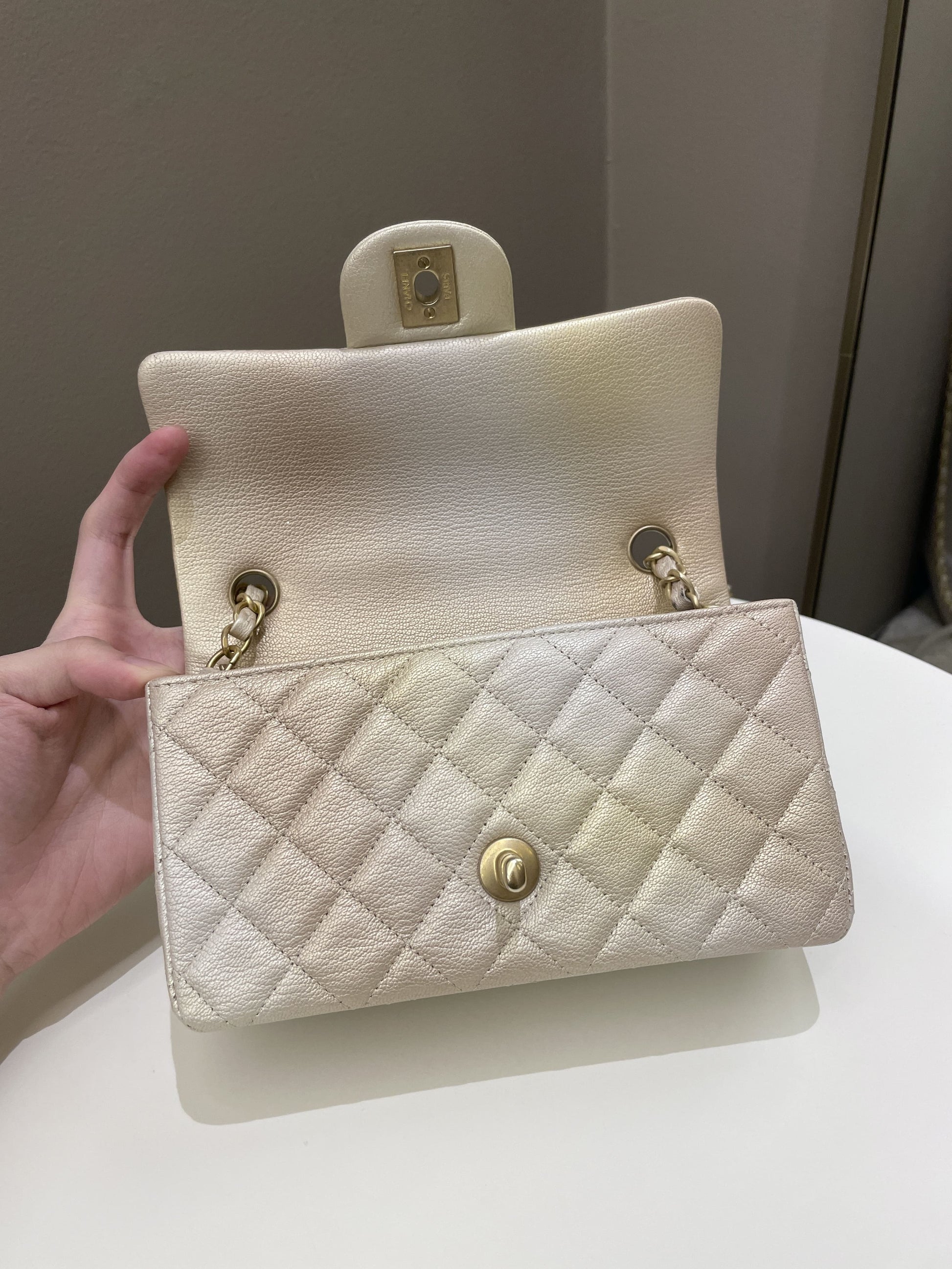 Chanel 22C Classic Quilted Mini Rectangular Gold Ombré - Bags - 14