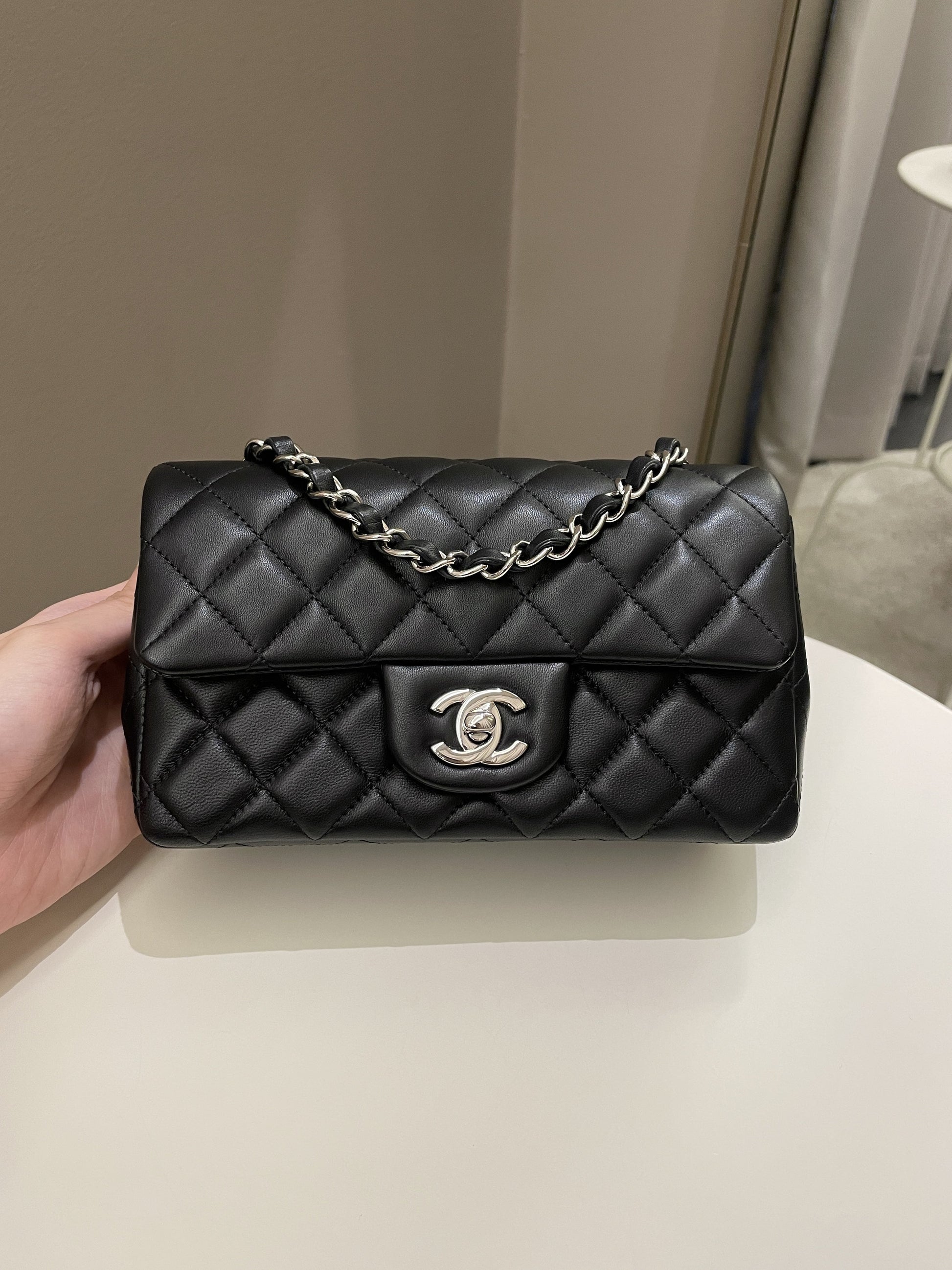Chanel Classic Quilted Mini Rectangular Black Lambskin - Bags - 22