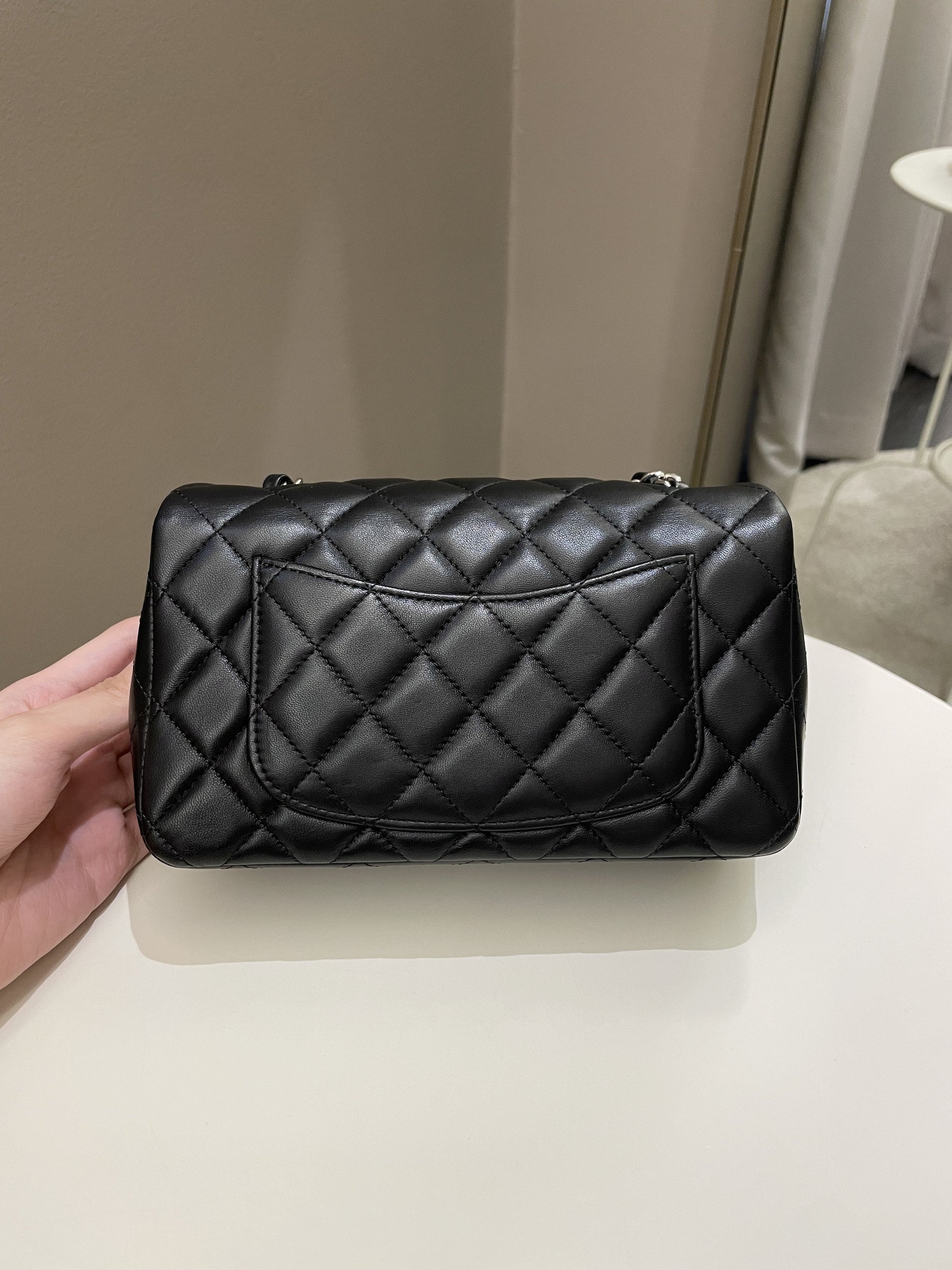 Chanel Classic Quilted Mini Rectangular Black Lambskin - Bags - 4