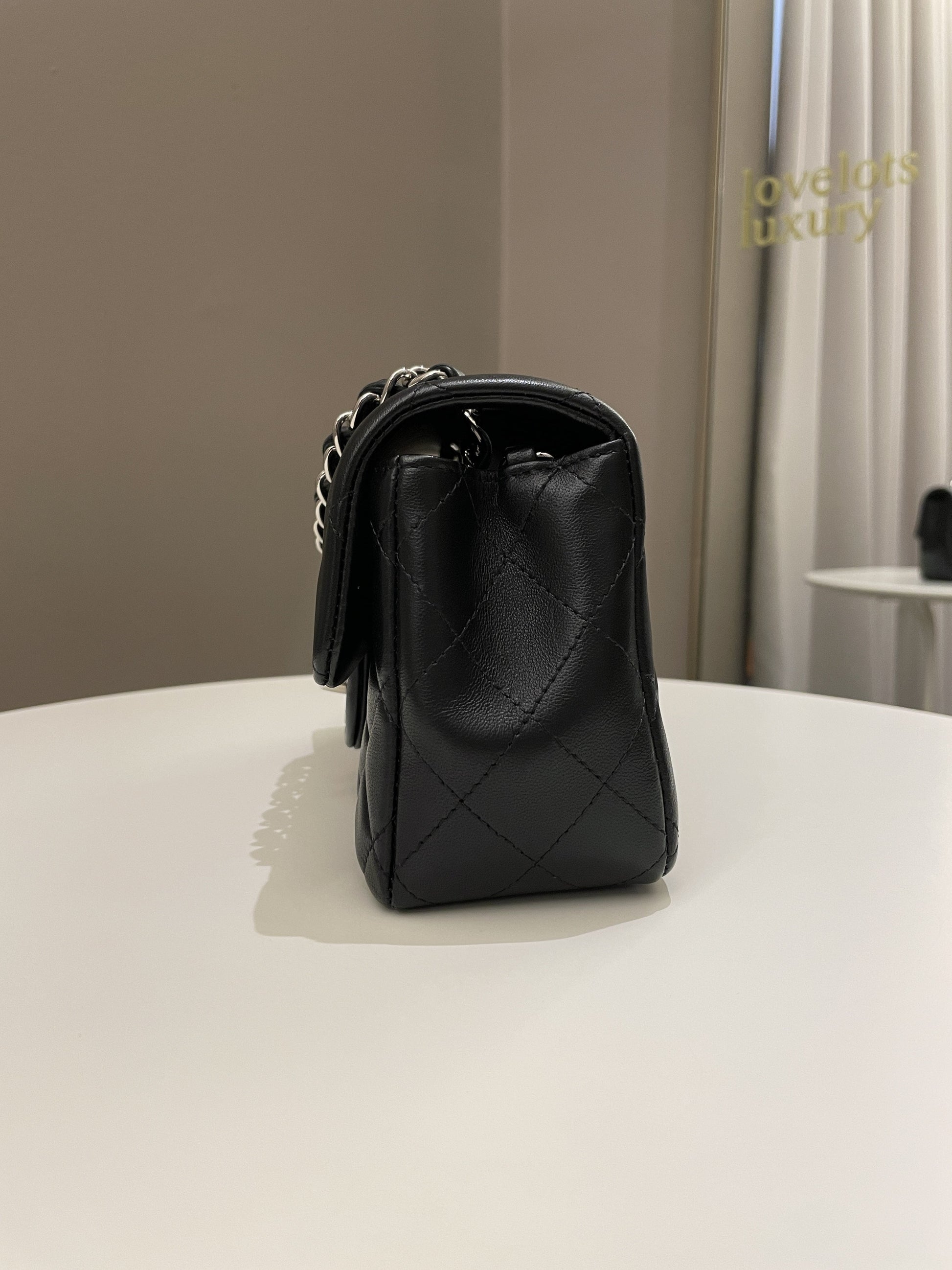 Chanel Classic Quilted Mini Rectangular Black Lambskin - Bags - 8