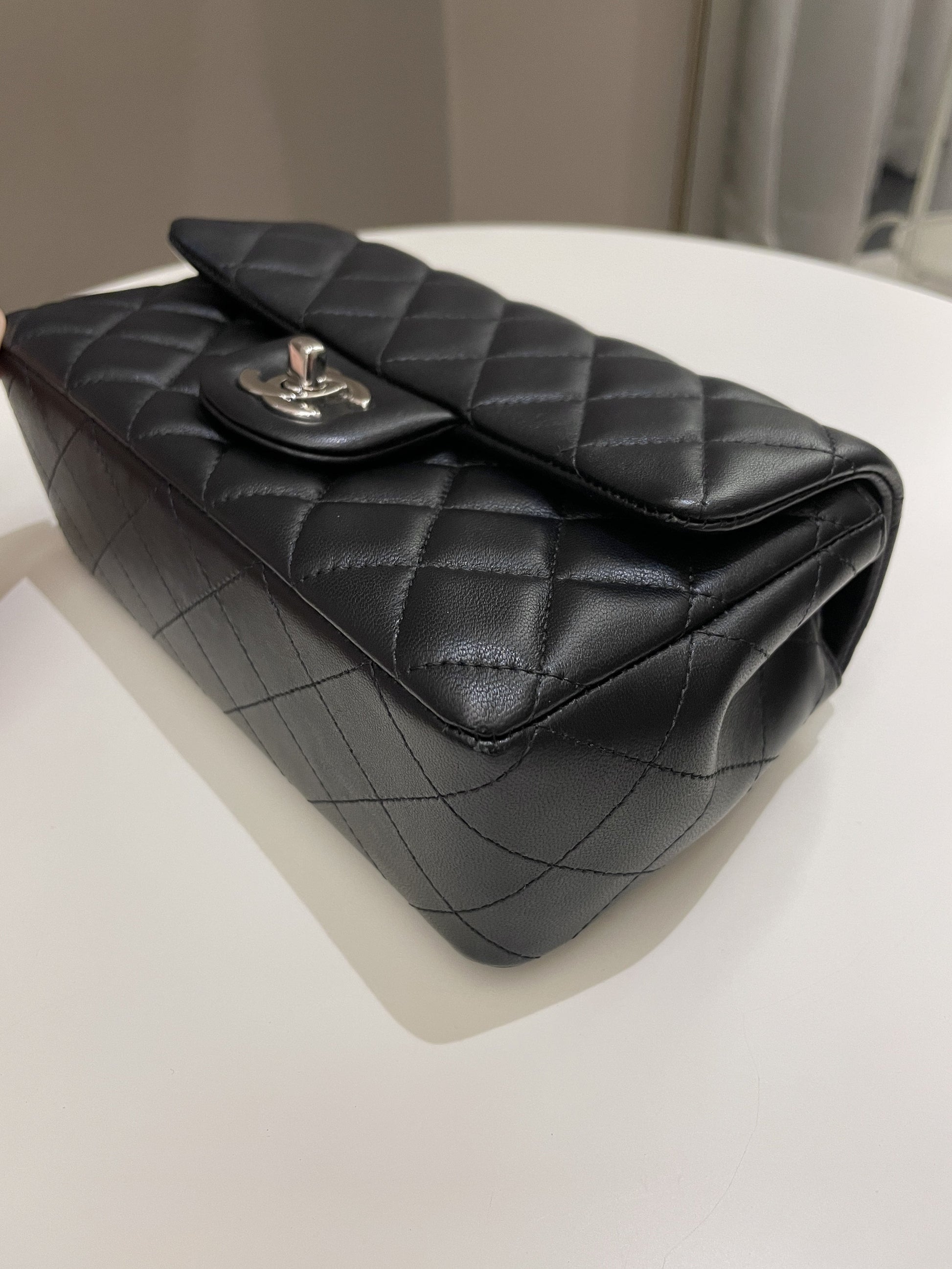 Chanel Classic Quilted Mini Rectangular Black Lambskin - Bags - 11
