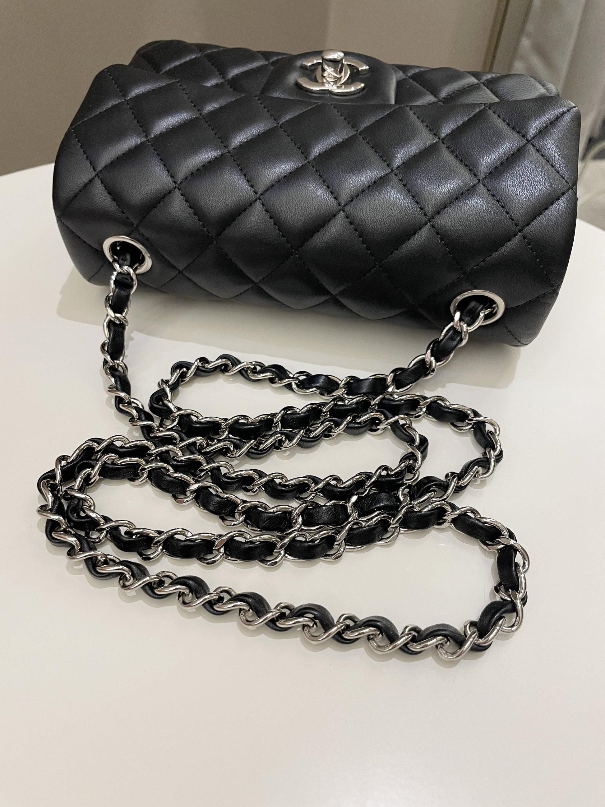 Chanel Classic Quilted Mini Rectangular Black Lambskin - Bags - 19
