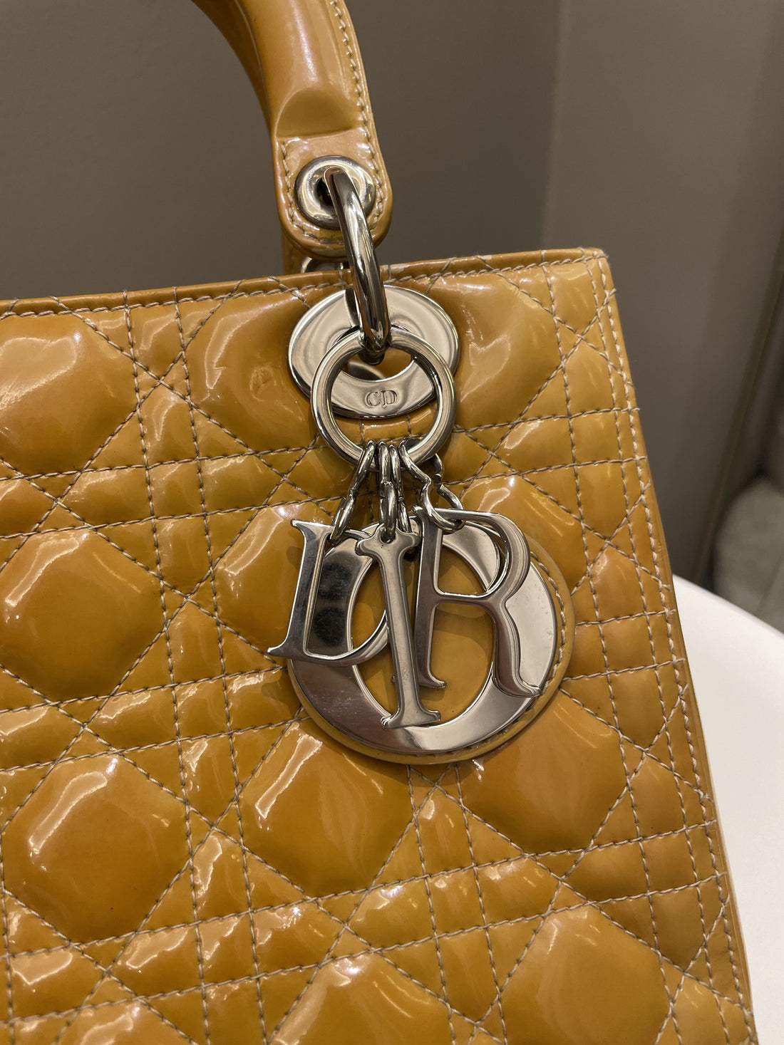 Dior Classic Lady Dior Beige Patent - Bags