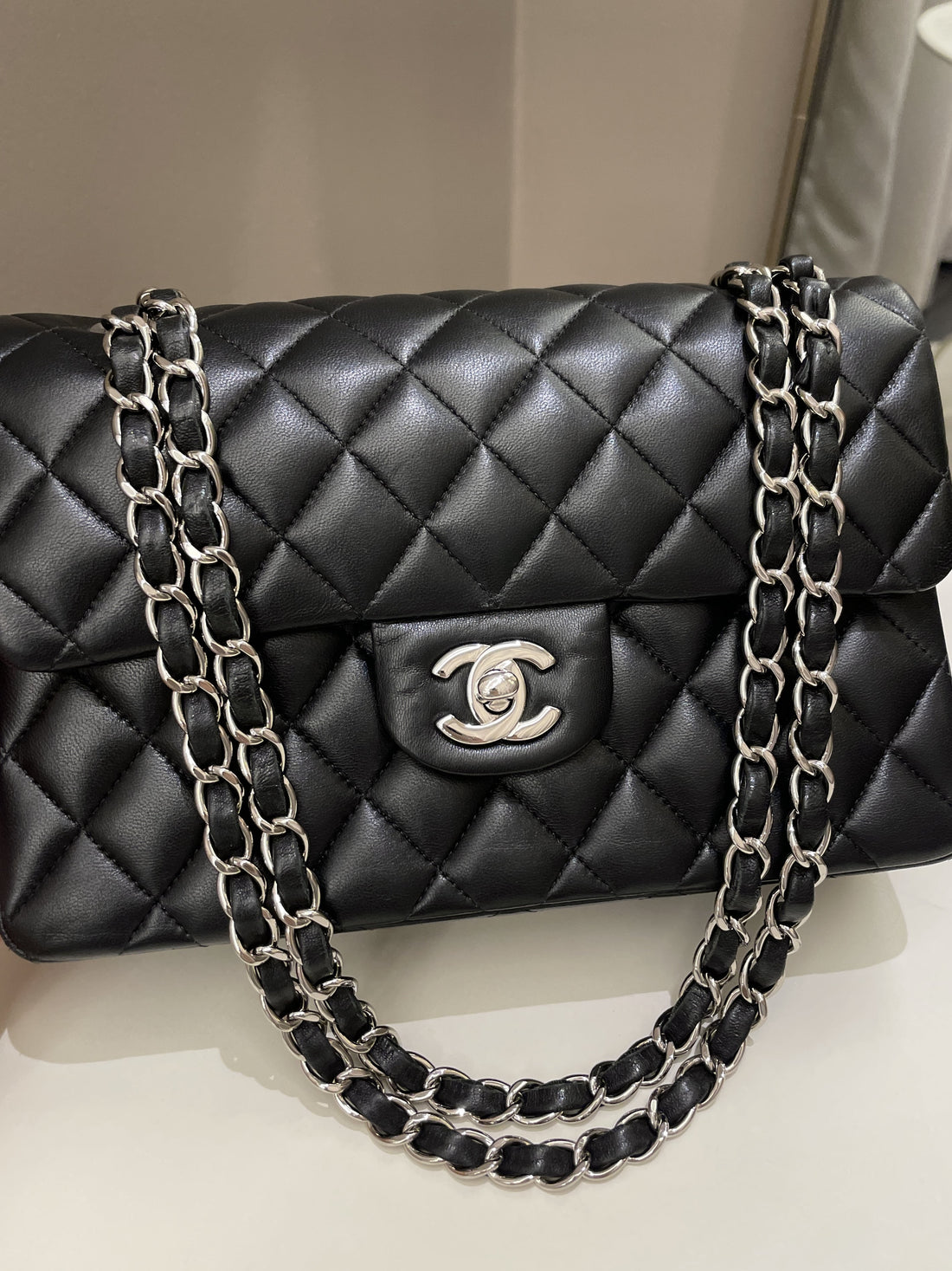 Chanel Classic Quilted Small Double Flap Black Lambskin - Bags