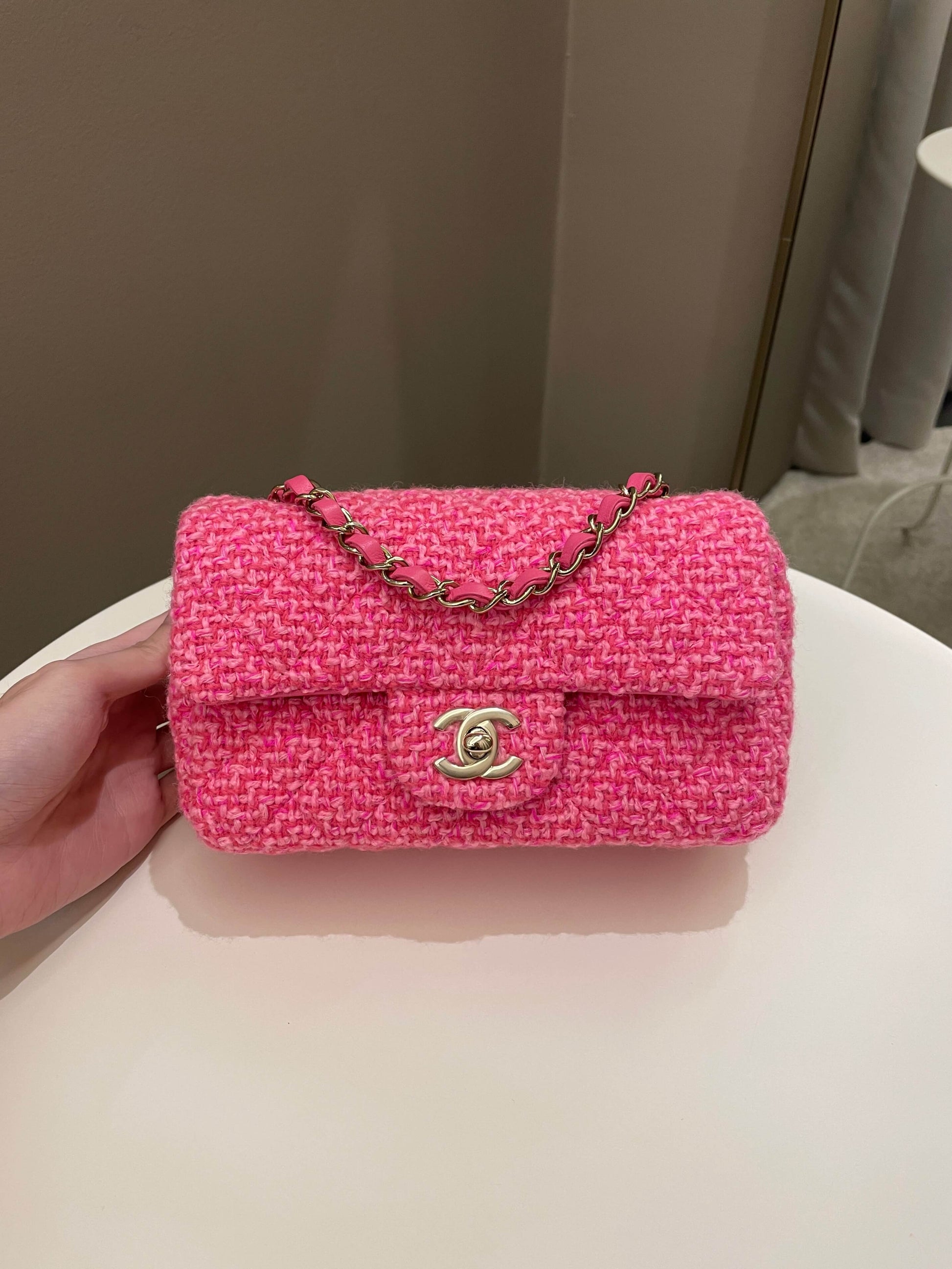 Chanel Classic Mini Rectangular Pink Tweed - Bags - 18