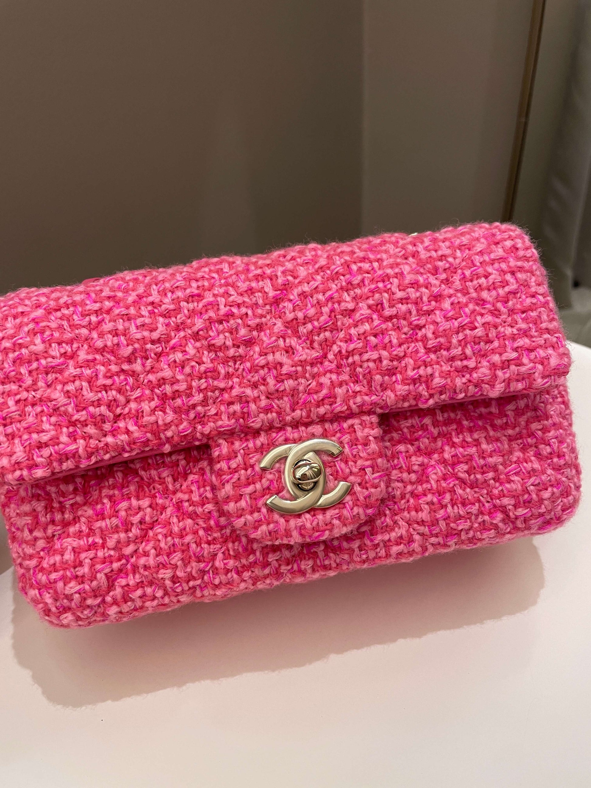 Chanel Classic Mini Rectangular Pink Tweed - Bags