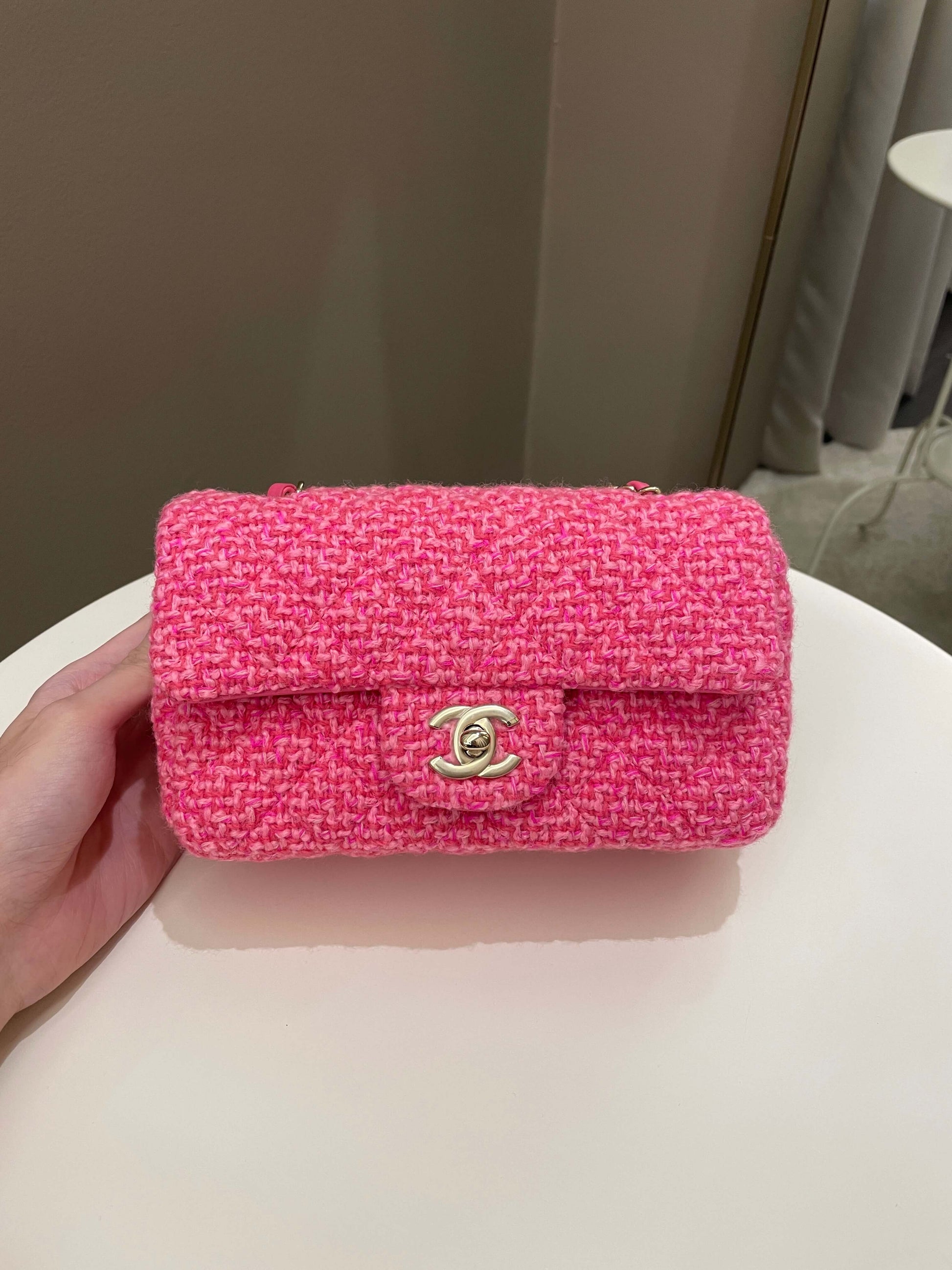 Chanel Classic Mini Rectangular Pink Tweed - Bags - 2