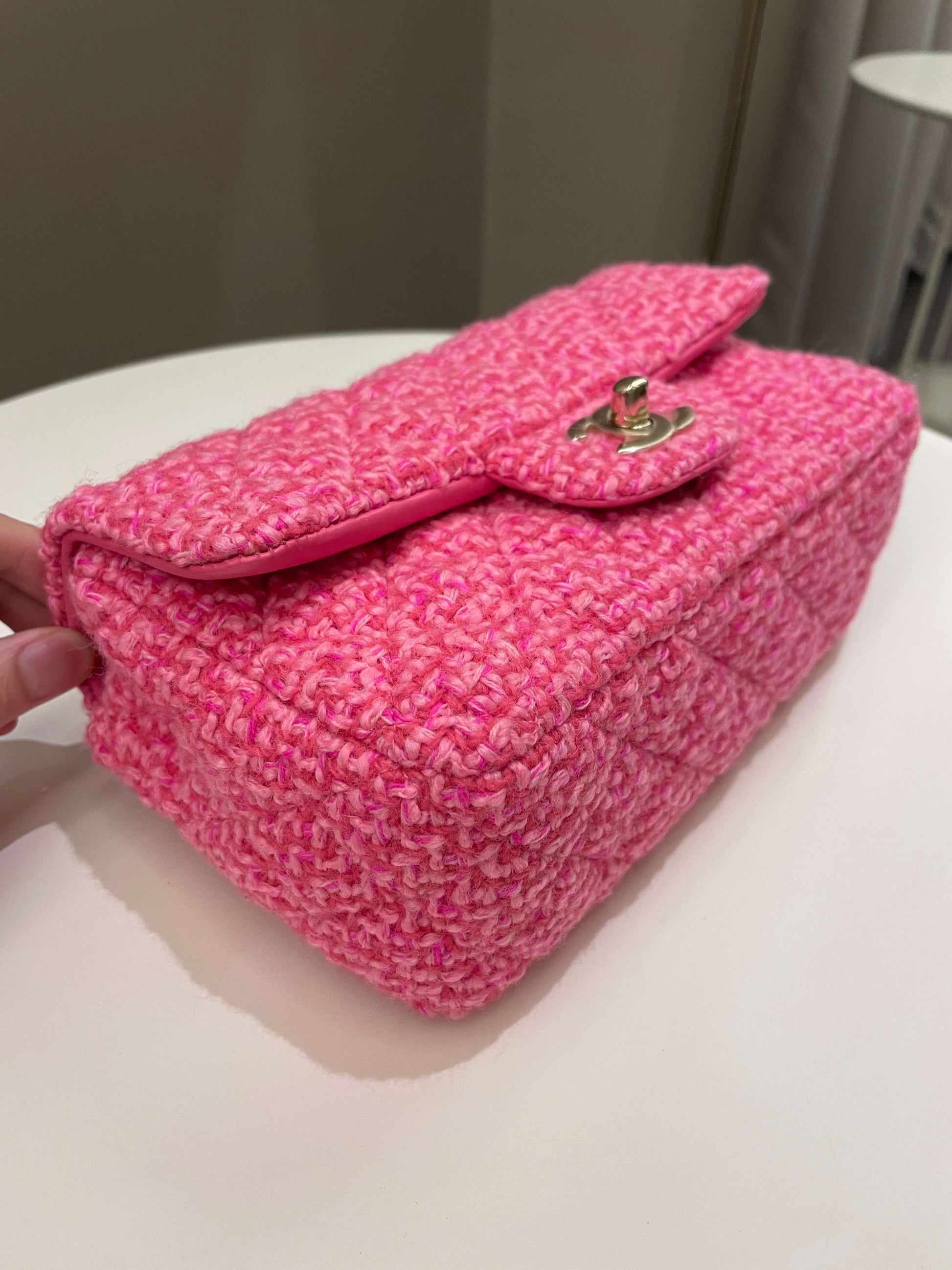 Chanel Classic Mini Rectangular Pink Tweed - Bags - 8