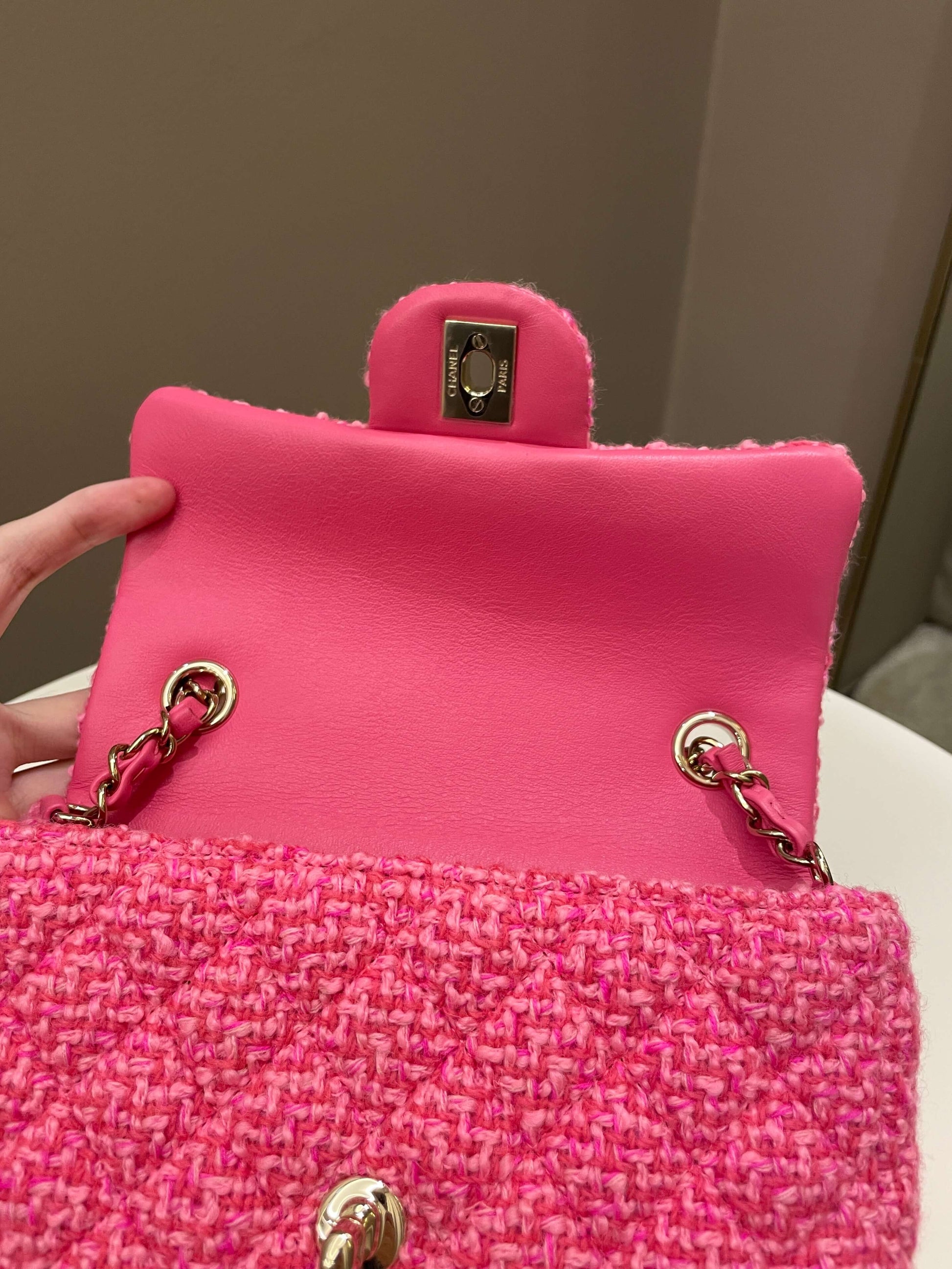 Chanel Classic Mini Rectangular Pink Tweed - Bags - 13