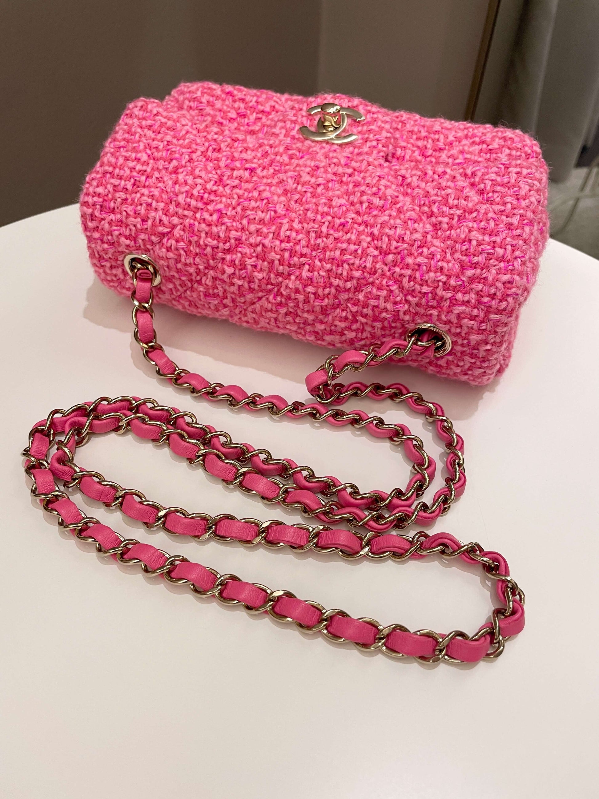 Chanel Classic Mini Rectangular Pink Tweed - Bags - 16