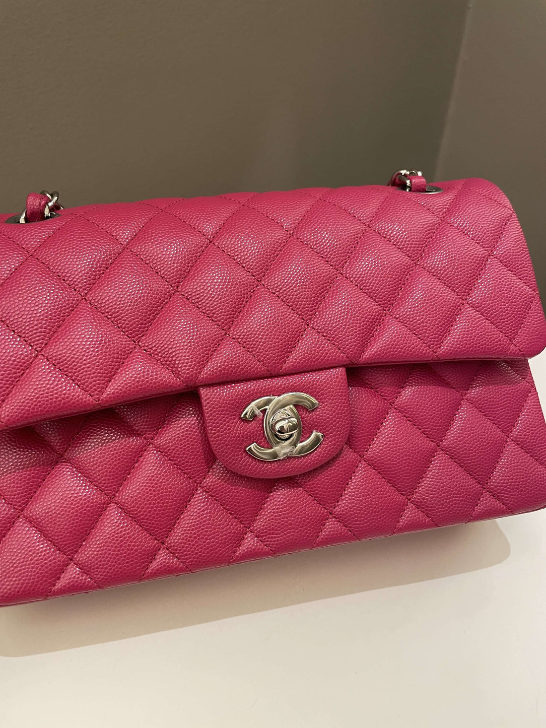 Chanel Classic Quilted Small Double Flap Rose Fuschia Caviar