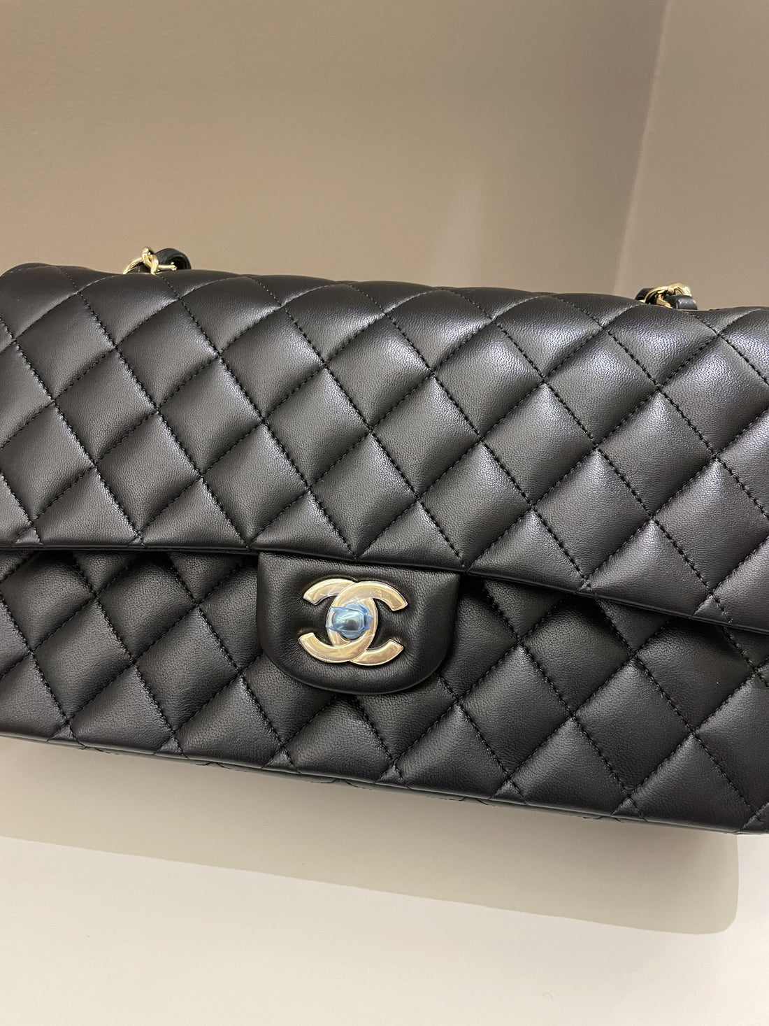 Chanel Classic Quilted Medium Double Flap Black Lambskin - Bags