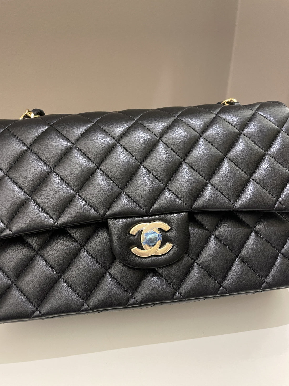 Chanel Classic Quilted Medium Double Flap Black Lambskin - Bags