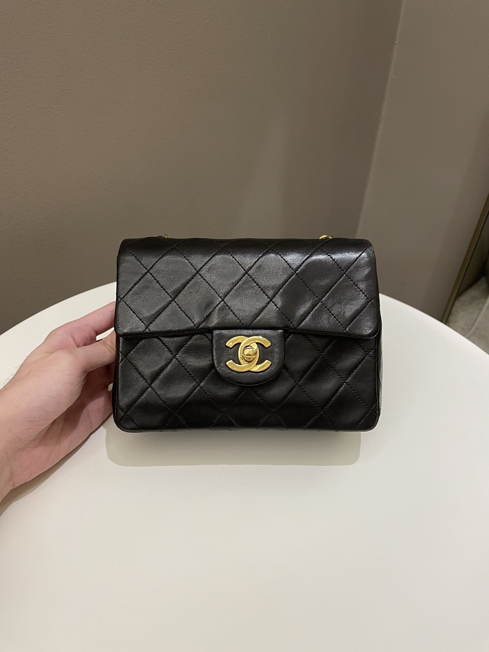 Chanel Vintage Classic Quilted Mini Square Black Lambskin - Bags - 3