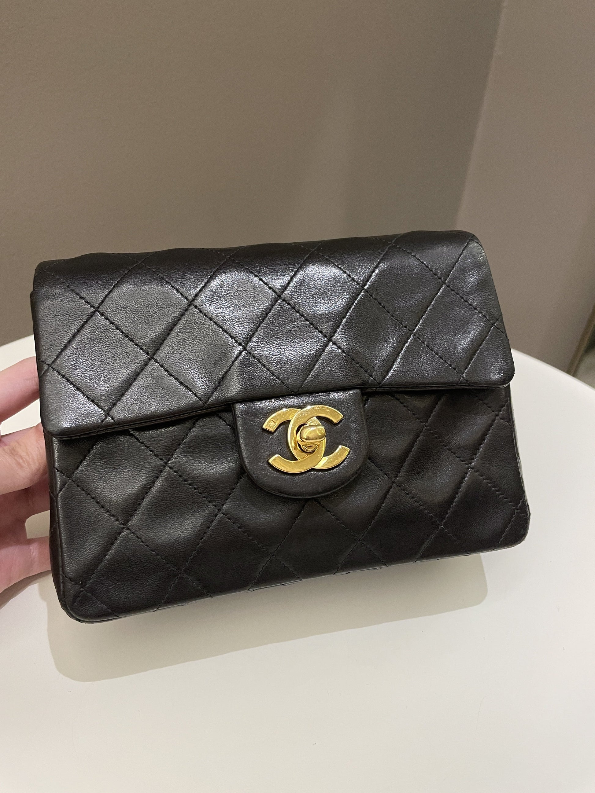 Chanel Vintage Classic Quilted Mini Square Black Lambskin - Bags