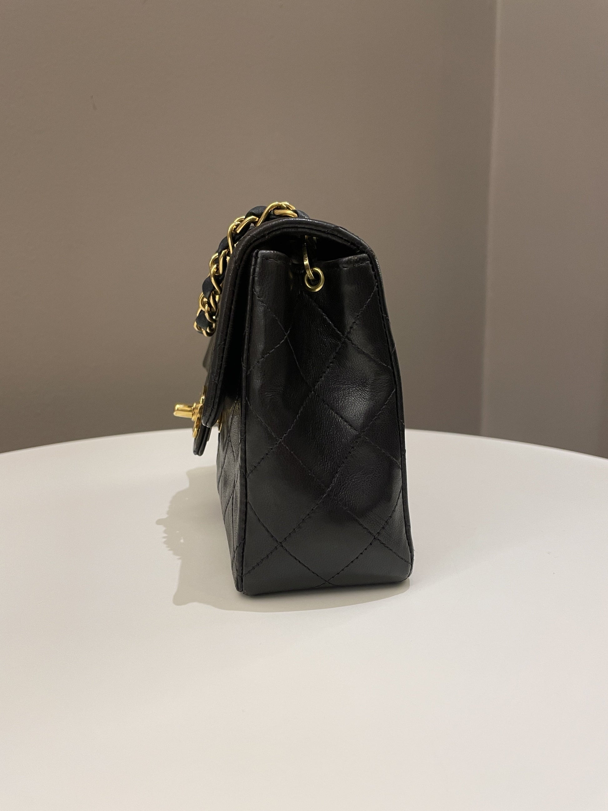 Chanel Vintage Classic Quilted Mini Square Black Lambskin - Bags - 8