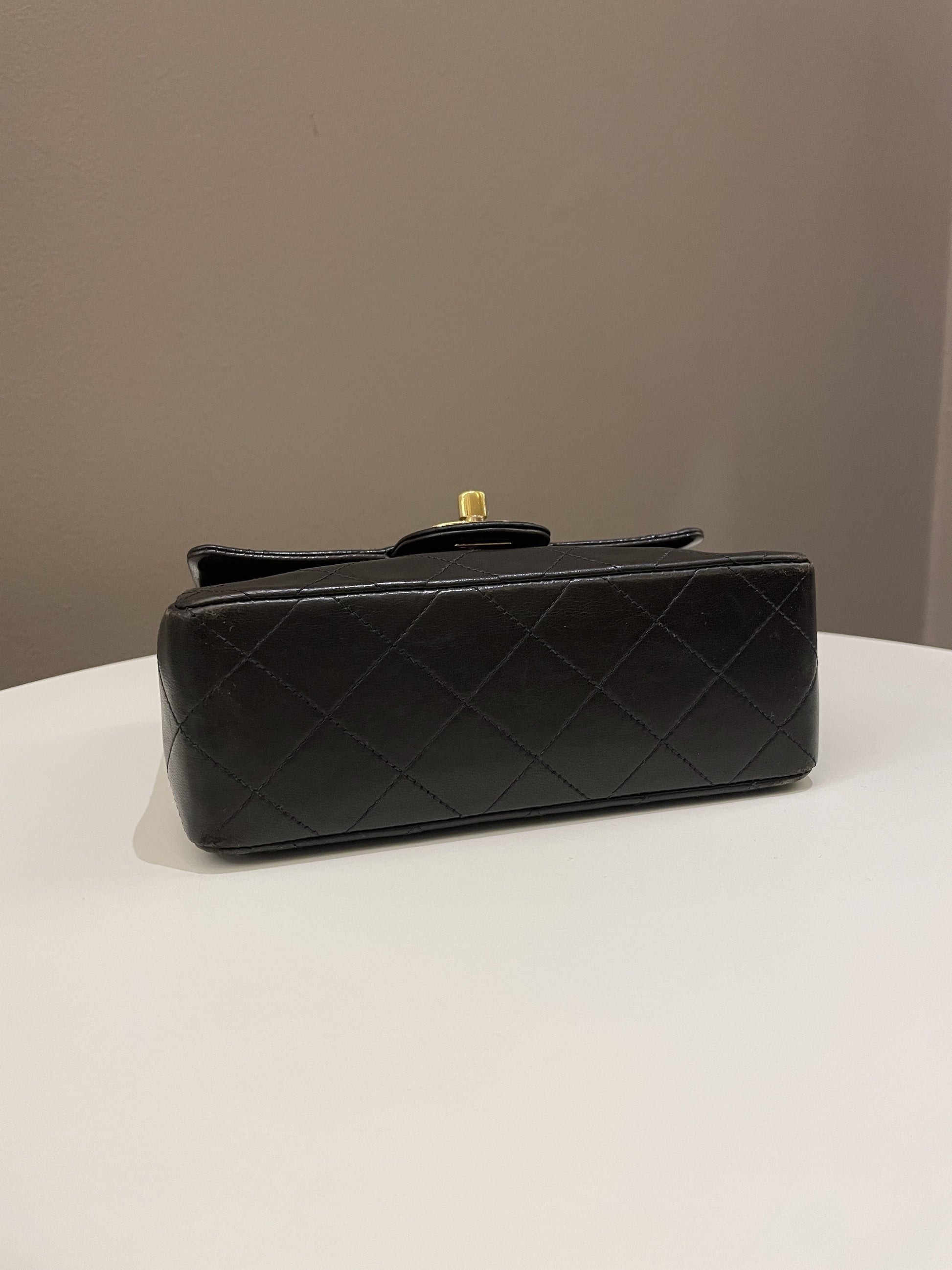 Chanel Vintage Classic Quilted Mini Square Black Lambskin - Bags - 9