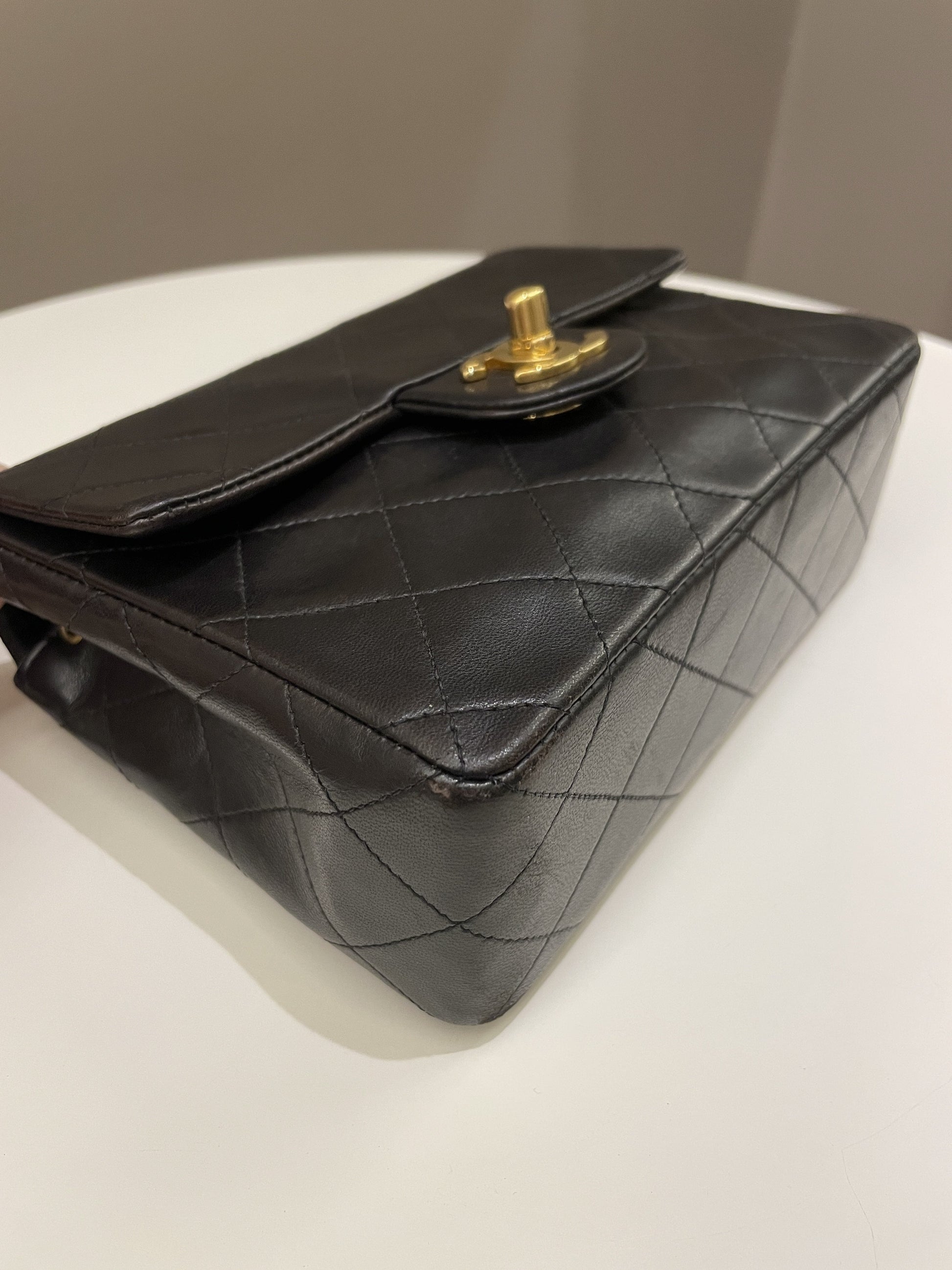 Chanel Vintage Classic Quilted Mini Square Black Lambskin - Bags - 11