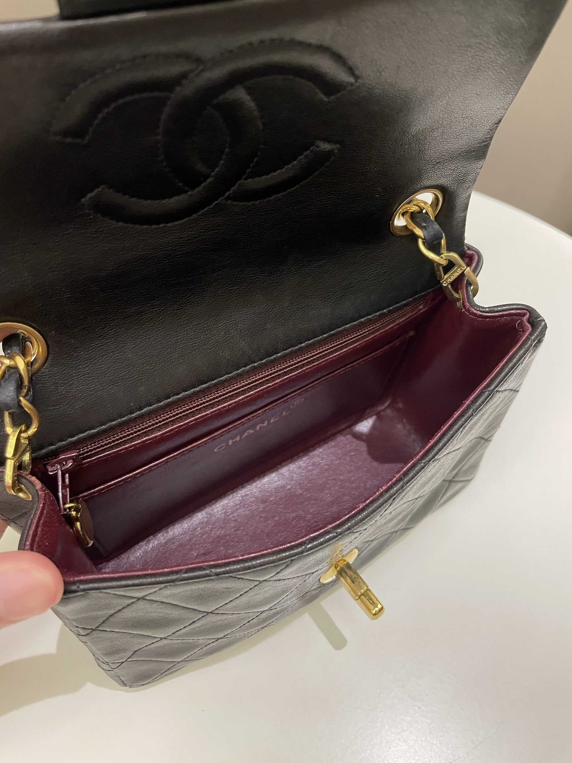 Chanel Vintage Classic Quilted Mini Square Black Lambskin - Bags - 17