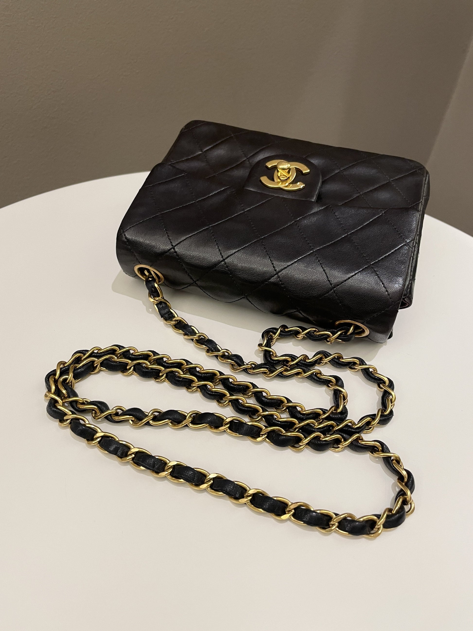 Chanel Vintage Classic Quilted Mini Square Black Lambskin - Bags - 20