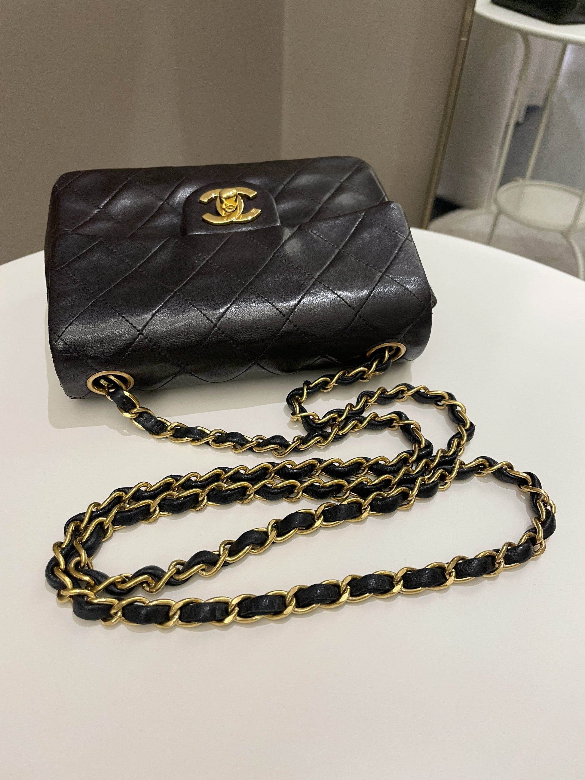 Chanel Vintage Classic Quilted Mini Square Black Lambskin - Bags - 19
