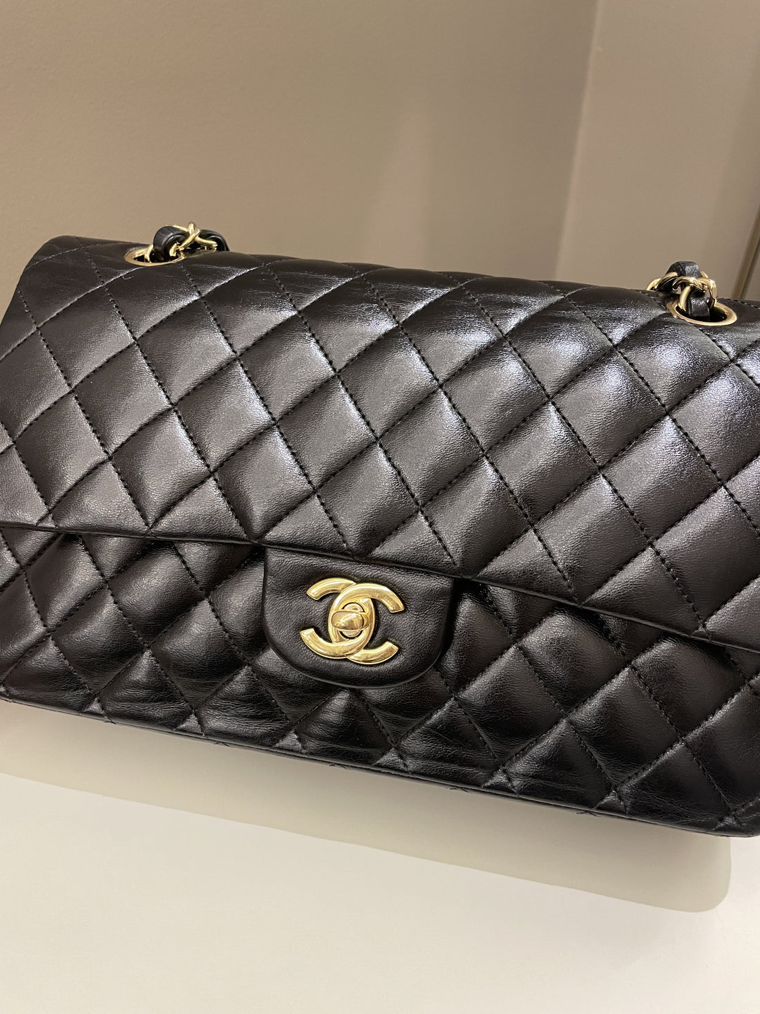Chanel Classic Quilted Medium Double Flap Black Lambskin - Bags