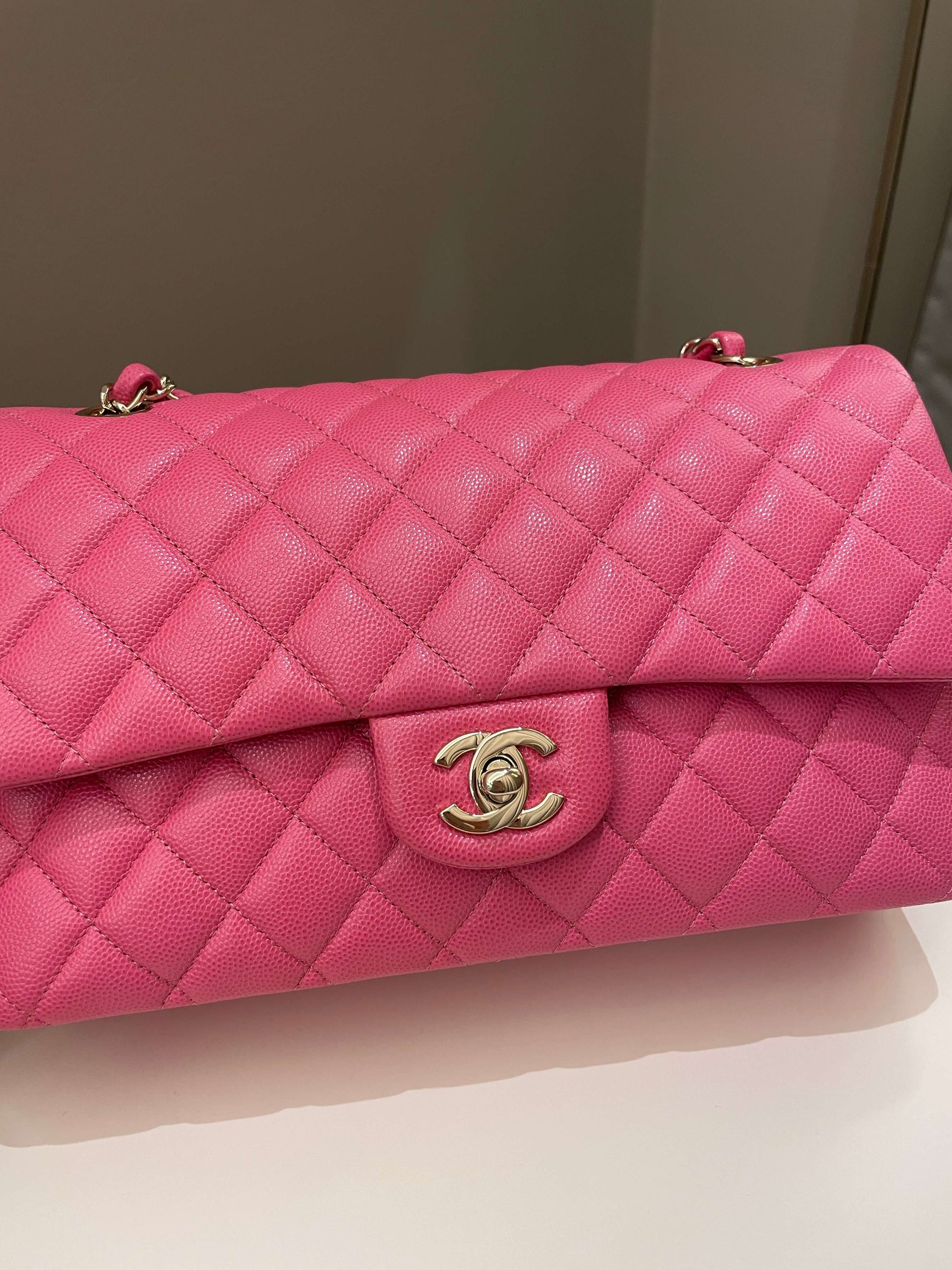Chanel Classic Quilted Medium Double Flap Bubblegum Pink Caviar - Bags