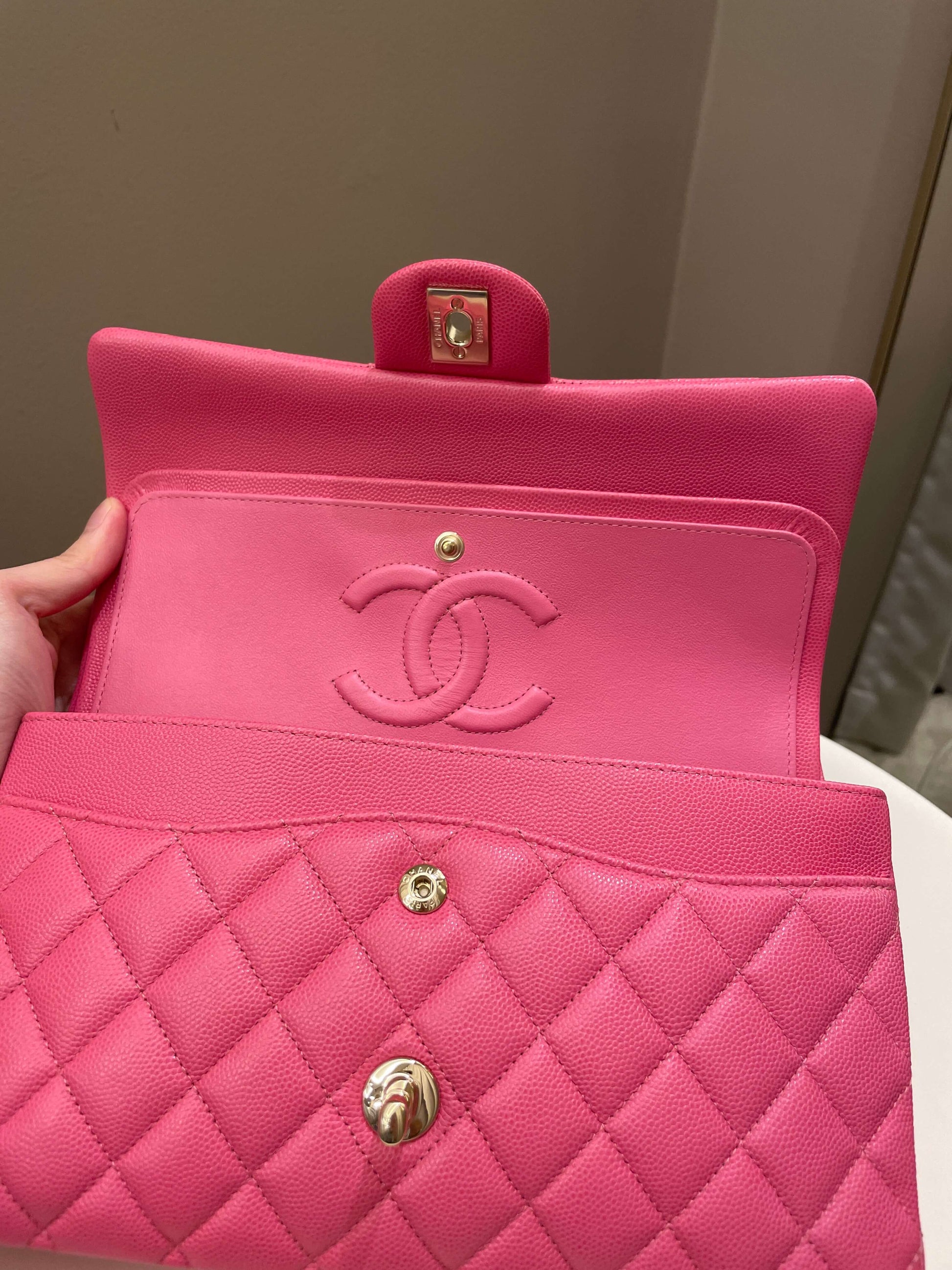Chanel Classic Quilted Medium Double Flap Bubblegum Pink Caviar - Bags - 15