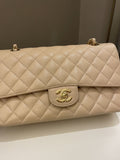 Chanel Classic Medium Double Flap Beige Clair Caviar - Bags