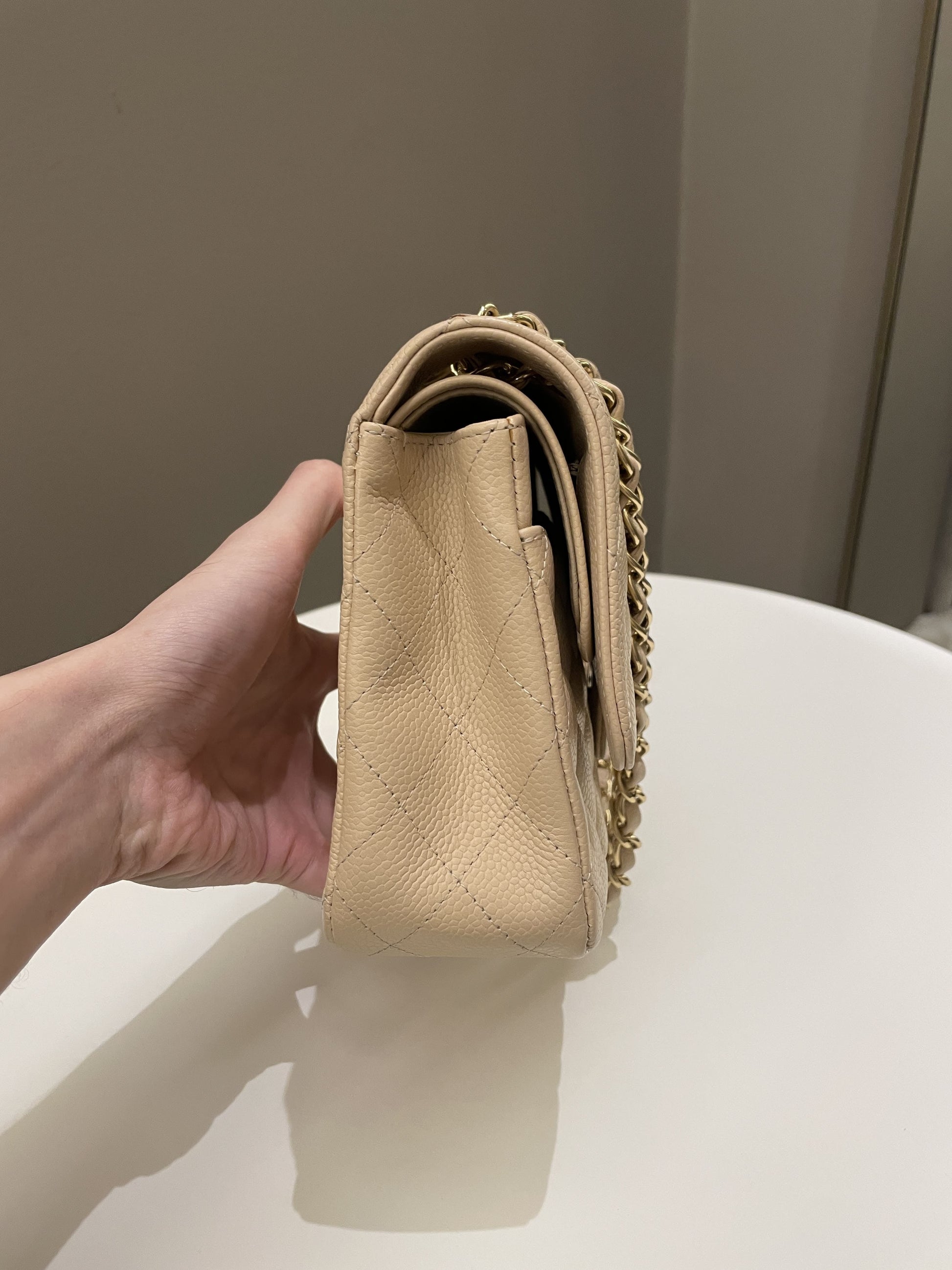 Chanel Classic Medium Double Flap Beige Clair Caviar - Bags - 5