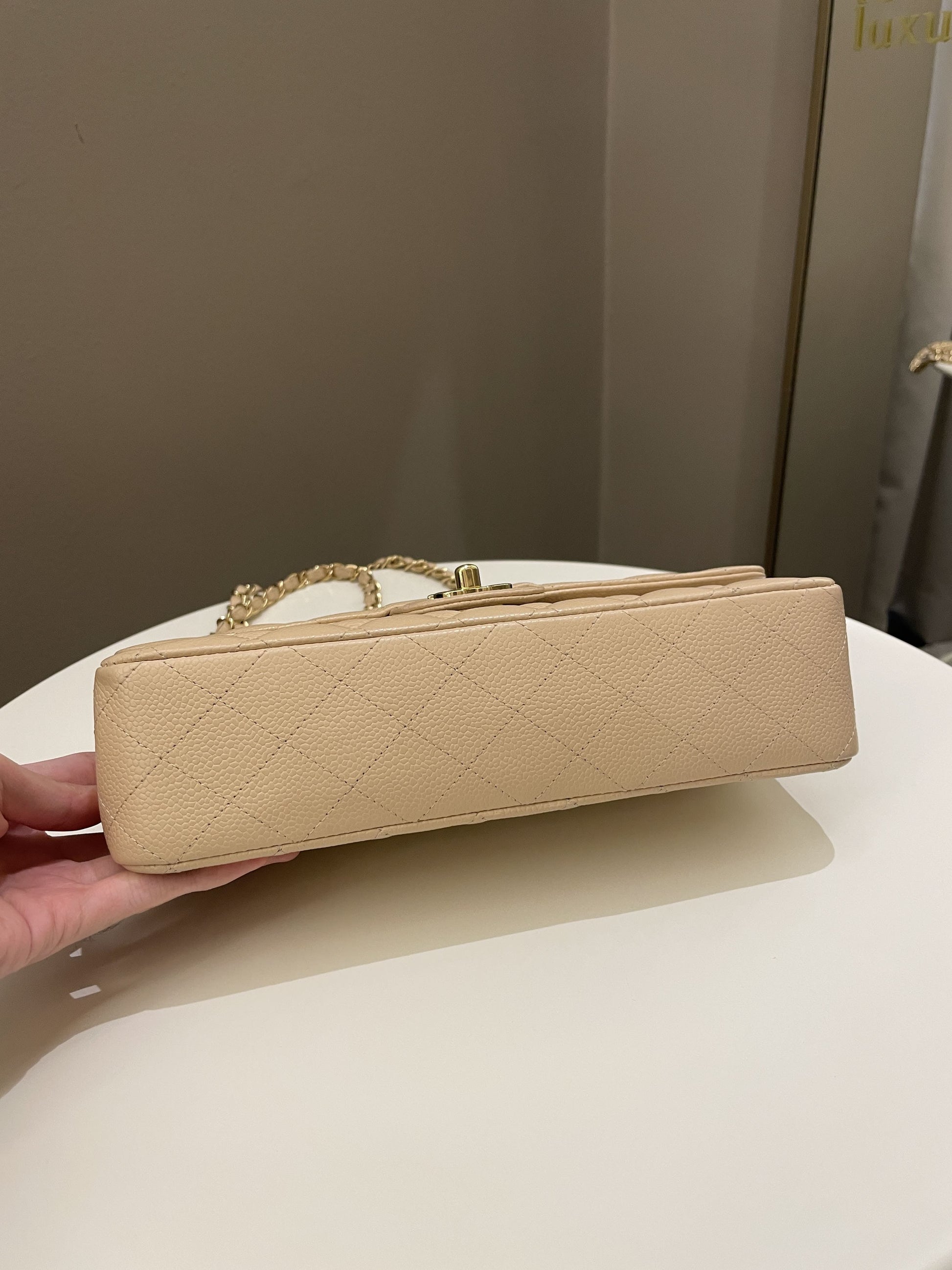 Chanel Classic Medium Double Flap Beige Clair Caviar - Bags - 7