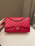 Chanel Classic Quilted Jumbo Double Flap Red Lambskin - Bags - 23