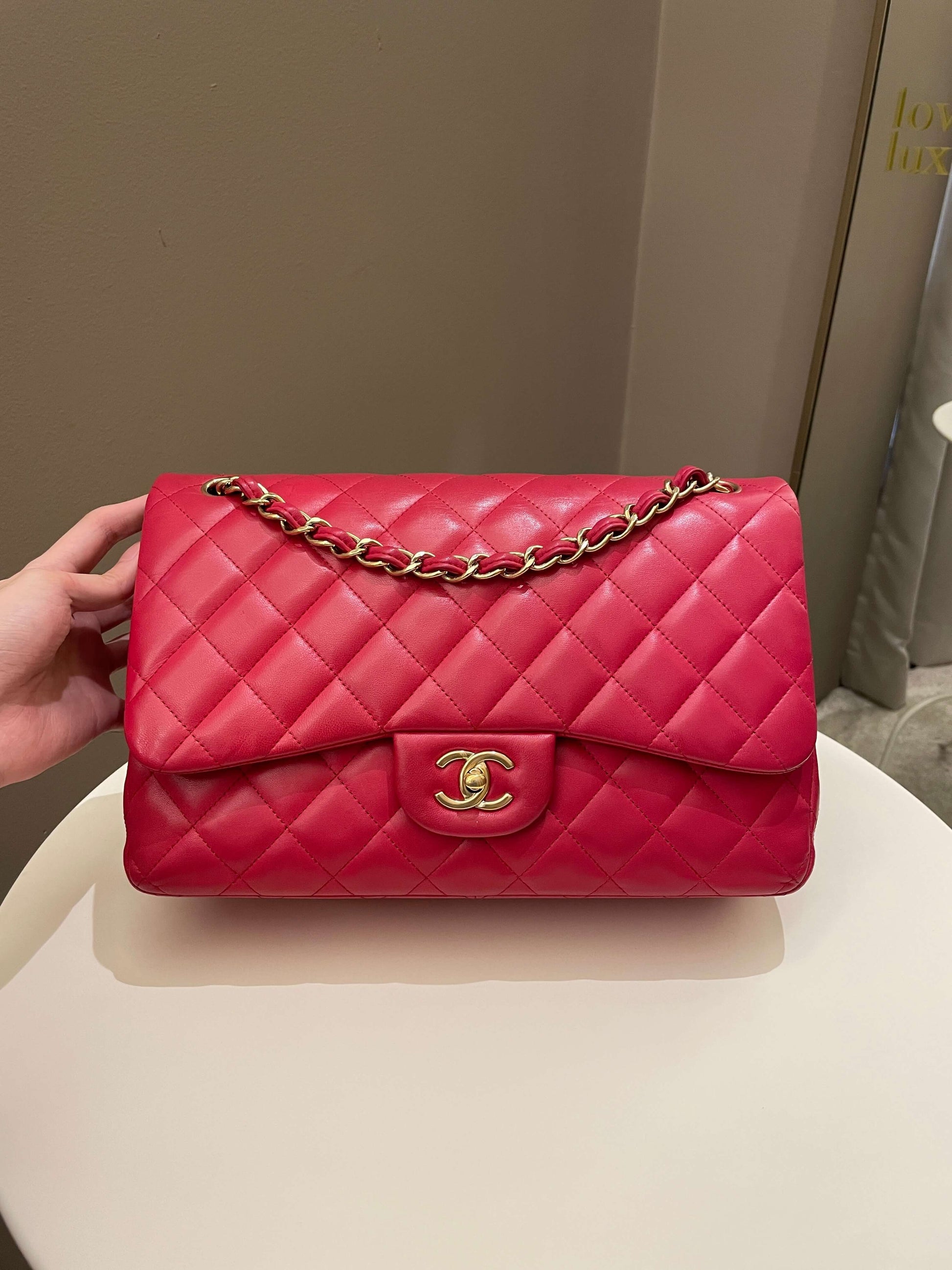 Chanel Classic Quilted Jumbo Double Flap Red Lambskin - Bags - 23