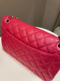 Chanel Classic Quilted Jumbo Double Flap Red Lambskin - Bags - 4