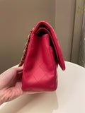 Chanel Classic Quilted Jumbo Double Flap Red Lambskin - Bags - 6