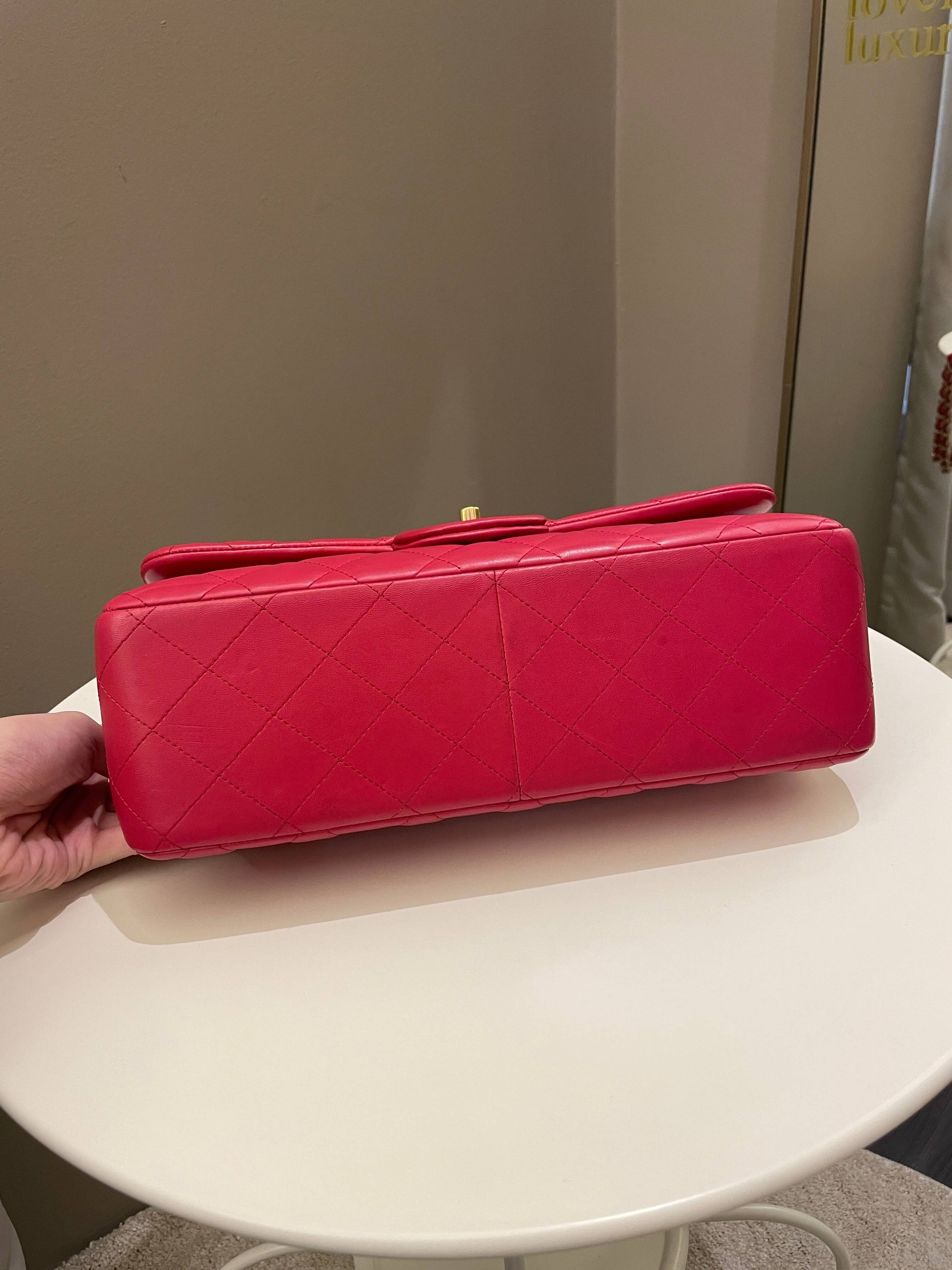 Chanel Classic Quilted Jumbo Double Flap Red Lambskin - Bags - 8